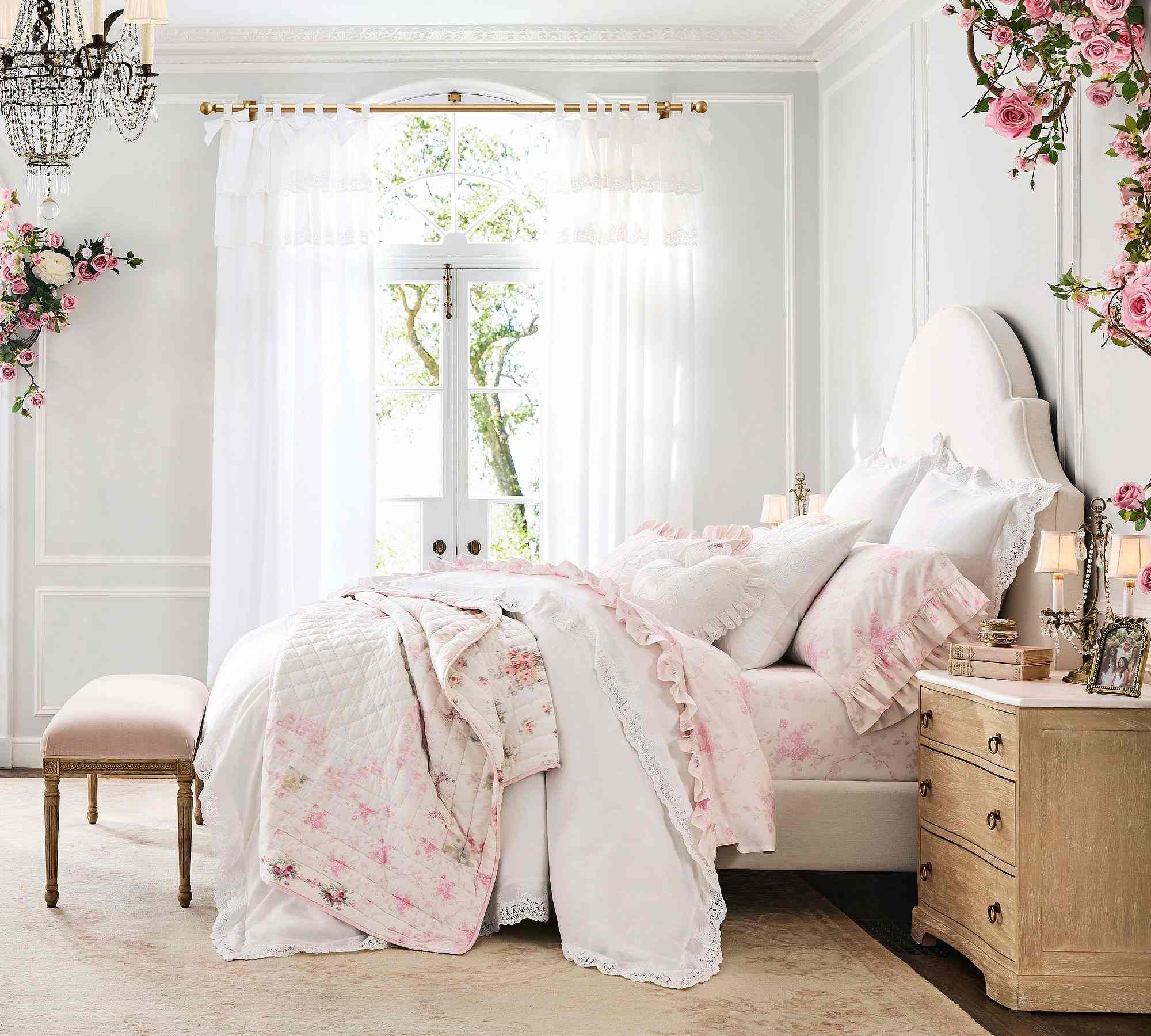 Pottery Barn | LoveShackFancy Rose Ruffle Sheet Set