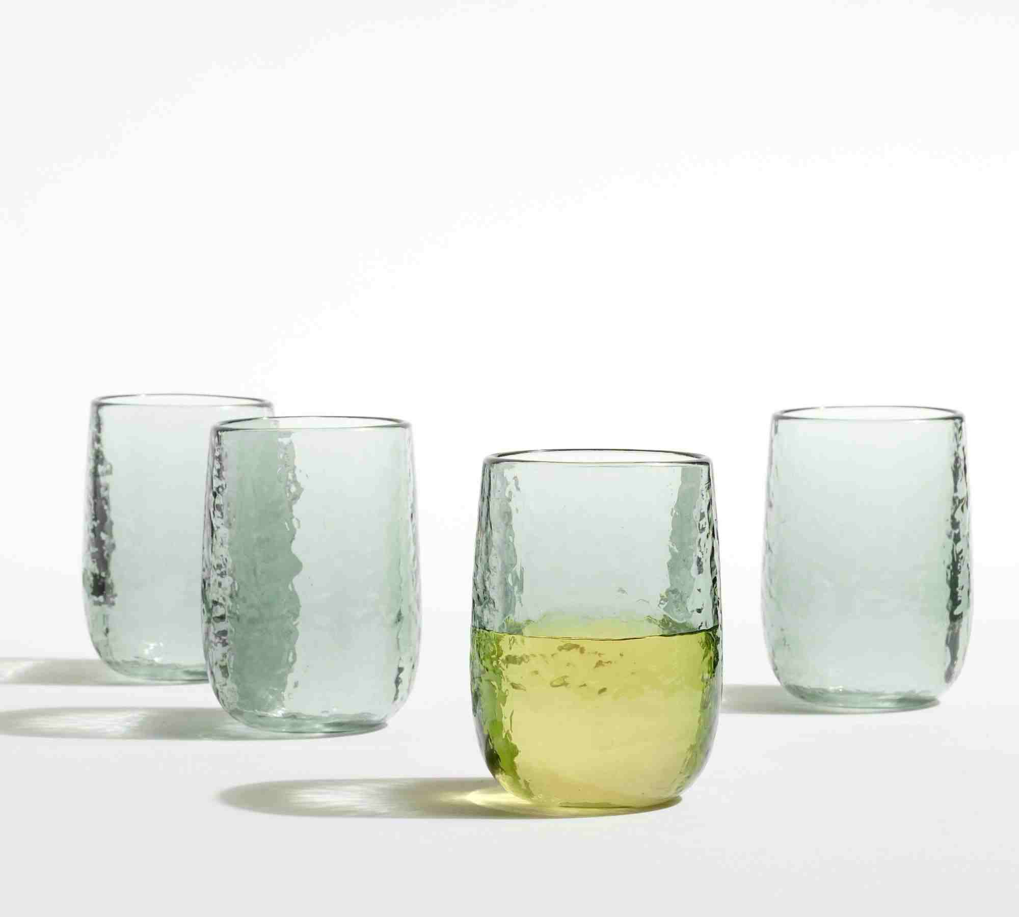 Hammered Outdoor Stemless Wine Glasses