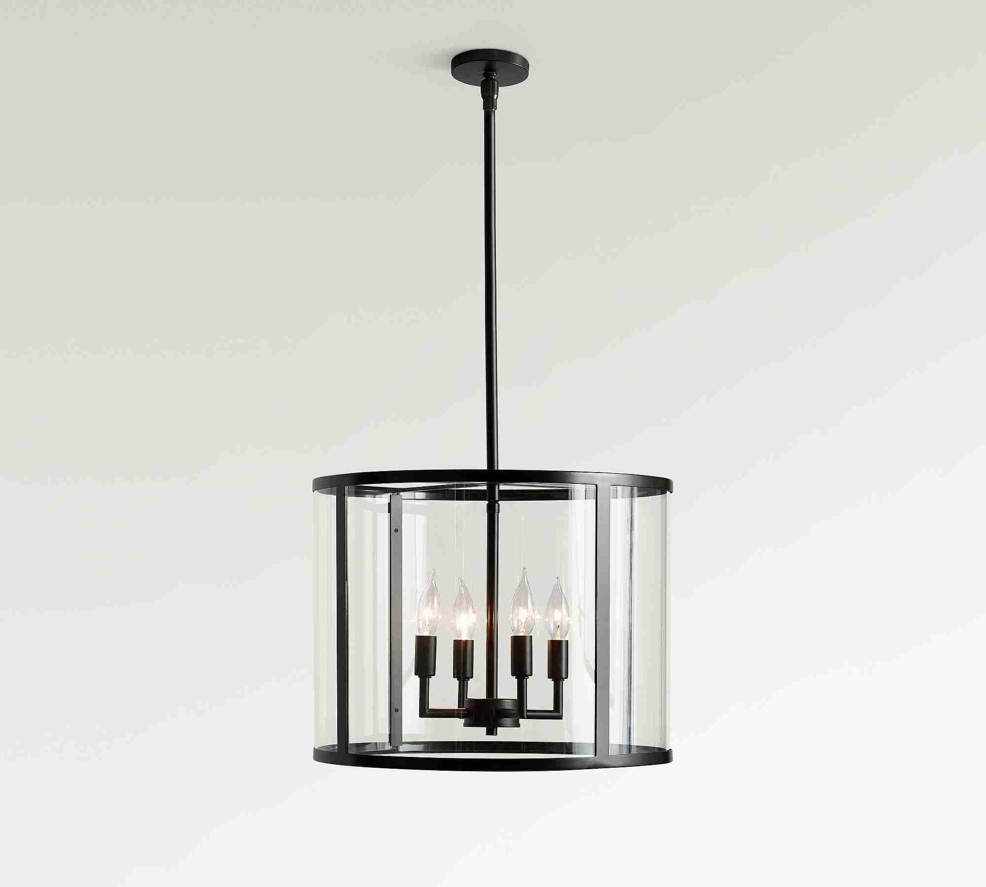Manor Outdoor Glass & Iron Square Pendant (14")
