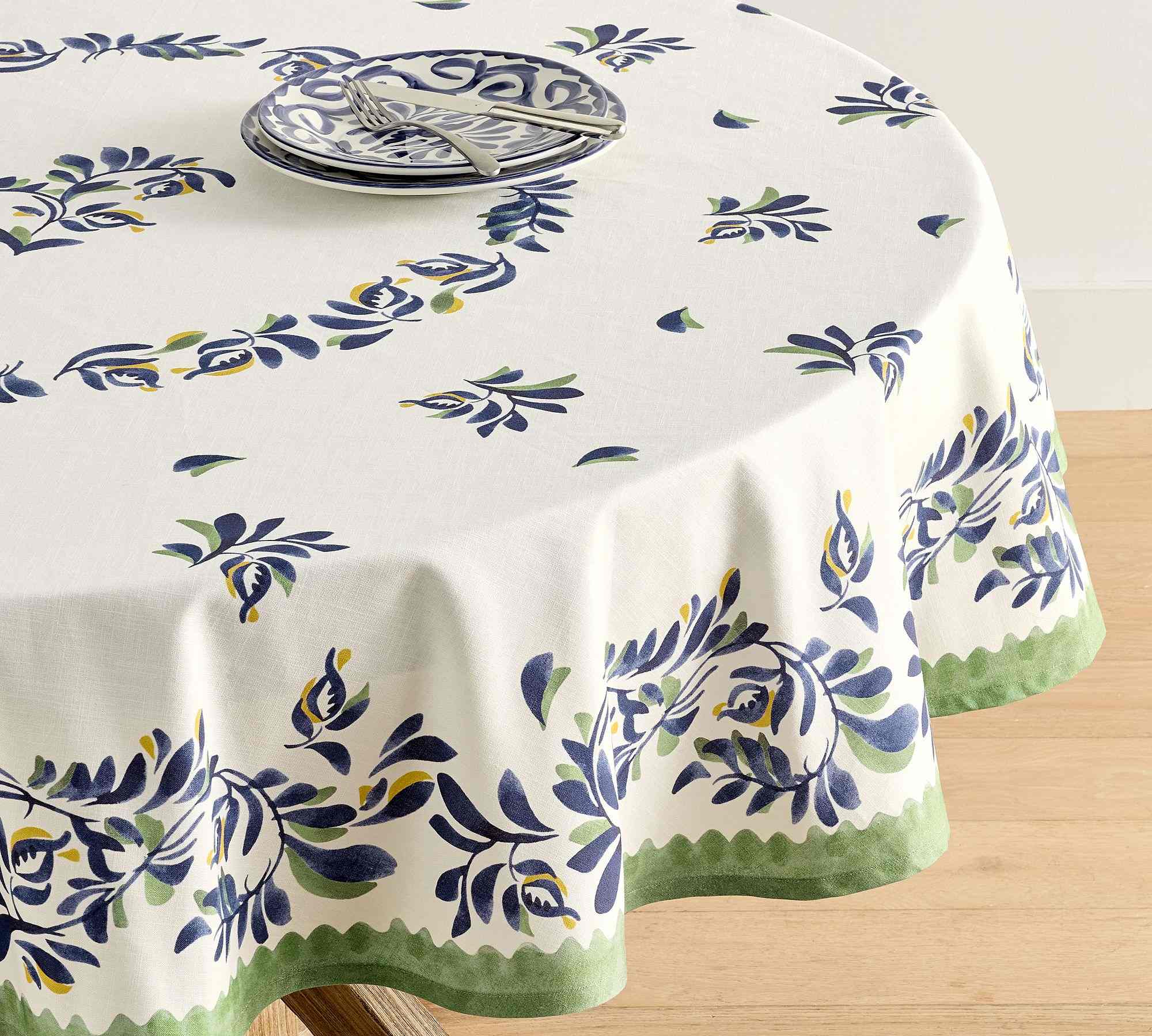 Pottery Barn | Puebla Multi Round Organic Cotton Tablecloth