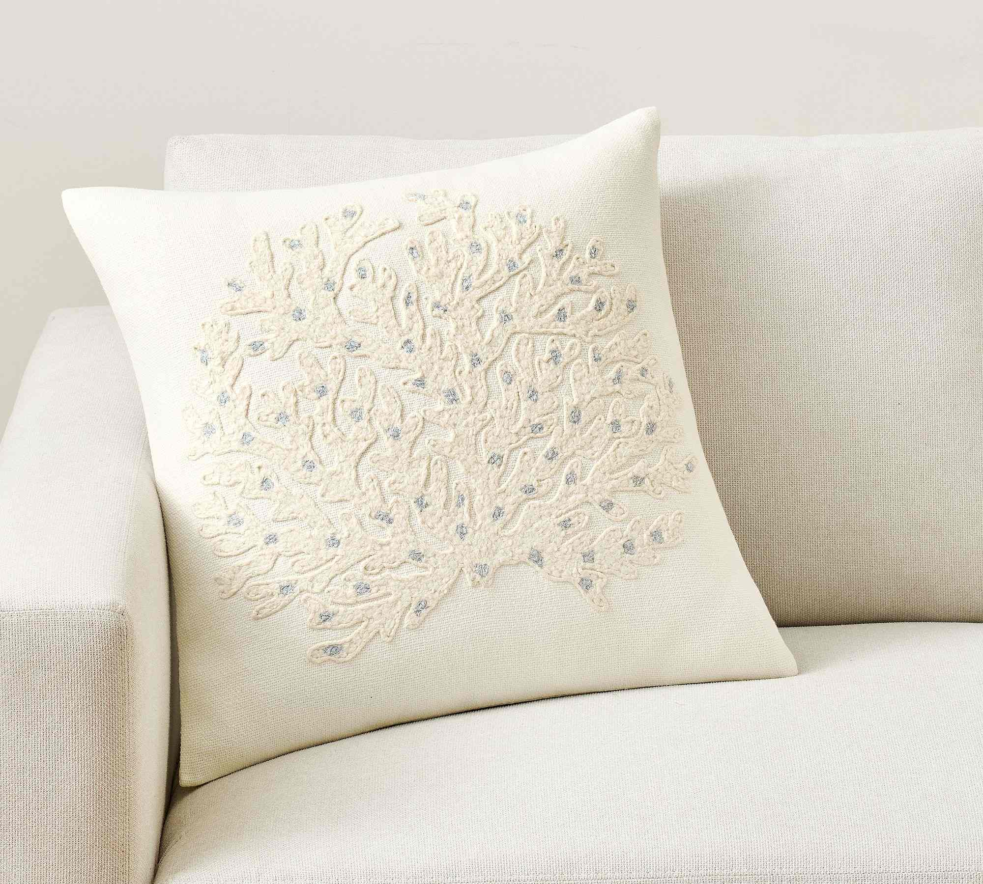 Pottery Barn | Coral Isle Embroidered Pillow Cover