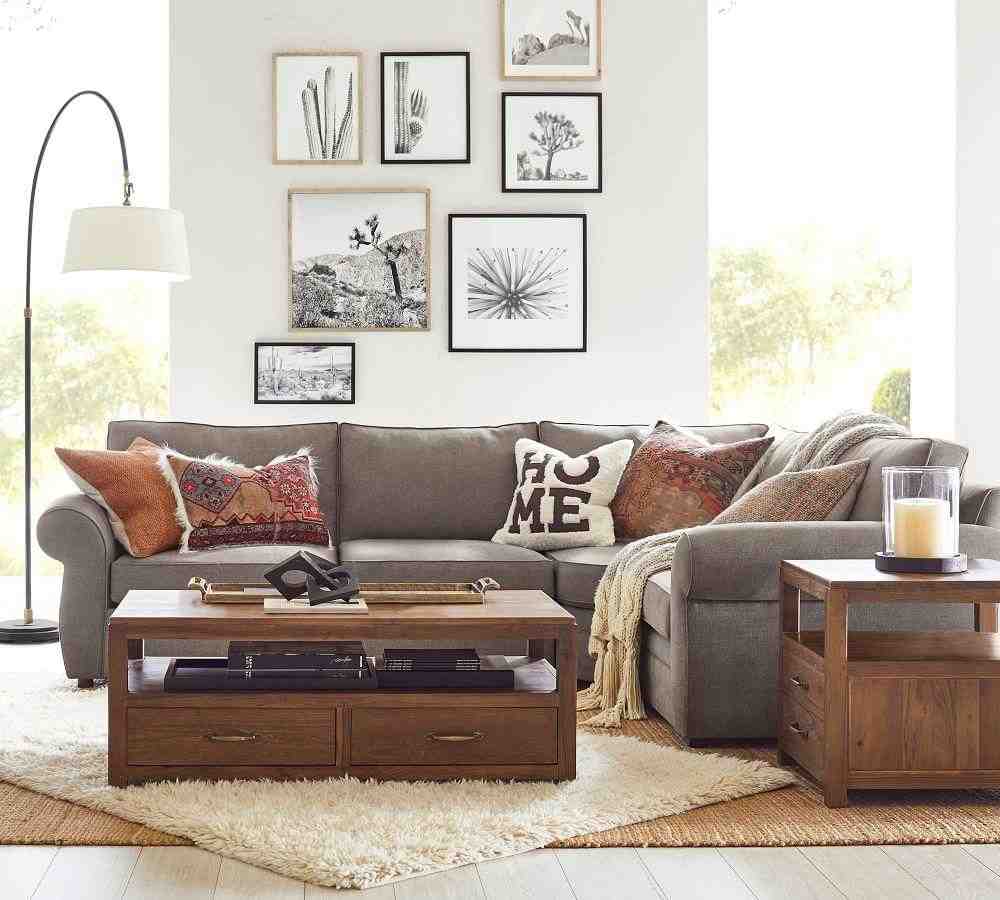 Pearce Roll Arm Upholstered Right Arm 3-Piece Wedge Sectional, Basketweave Slub Charcoal