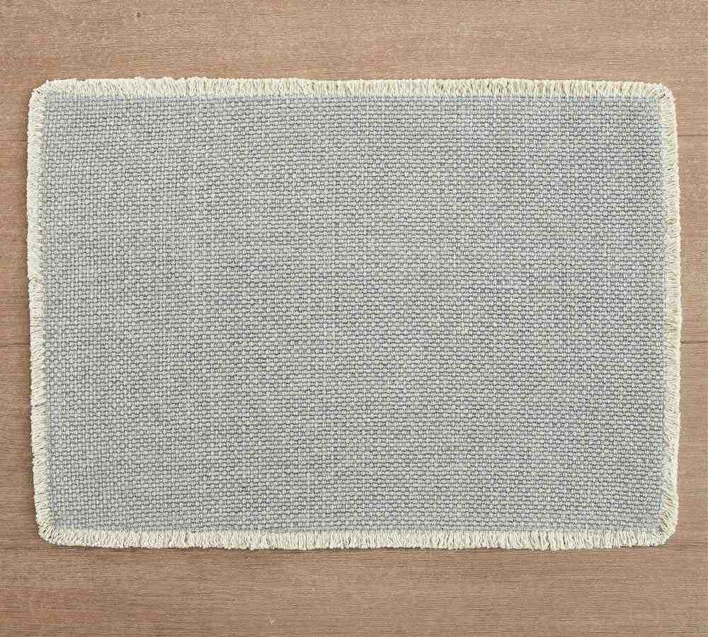 Mason Cotton Fringe Placemats- Set of 4 - Dusty Blue
