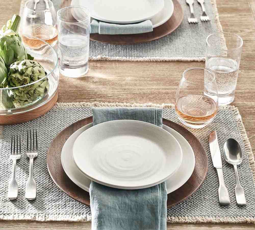 Mason Cotton Fringe Placemats- Set of 4 - Dusty Blue