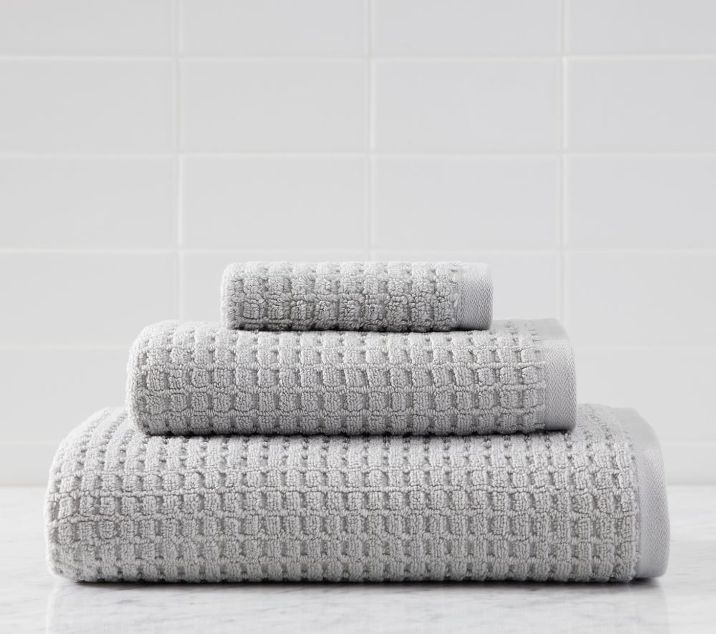 Organic Waffle Terry Bath Towel (Gray Mist)