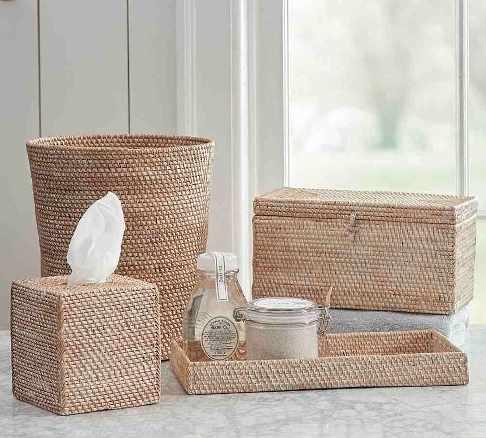 Tava Handwoven Rattan Bathroom Accessories