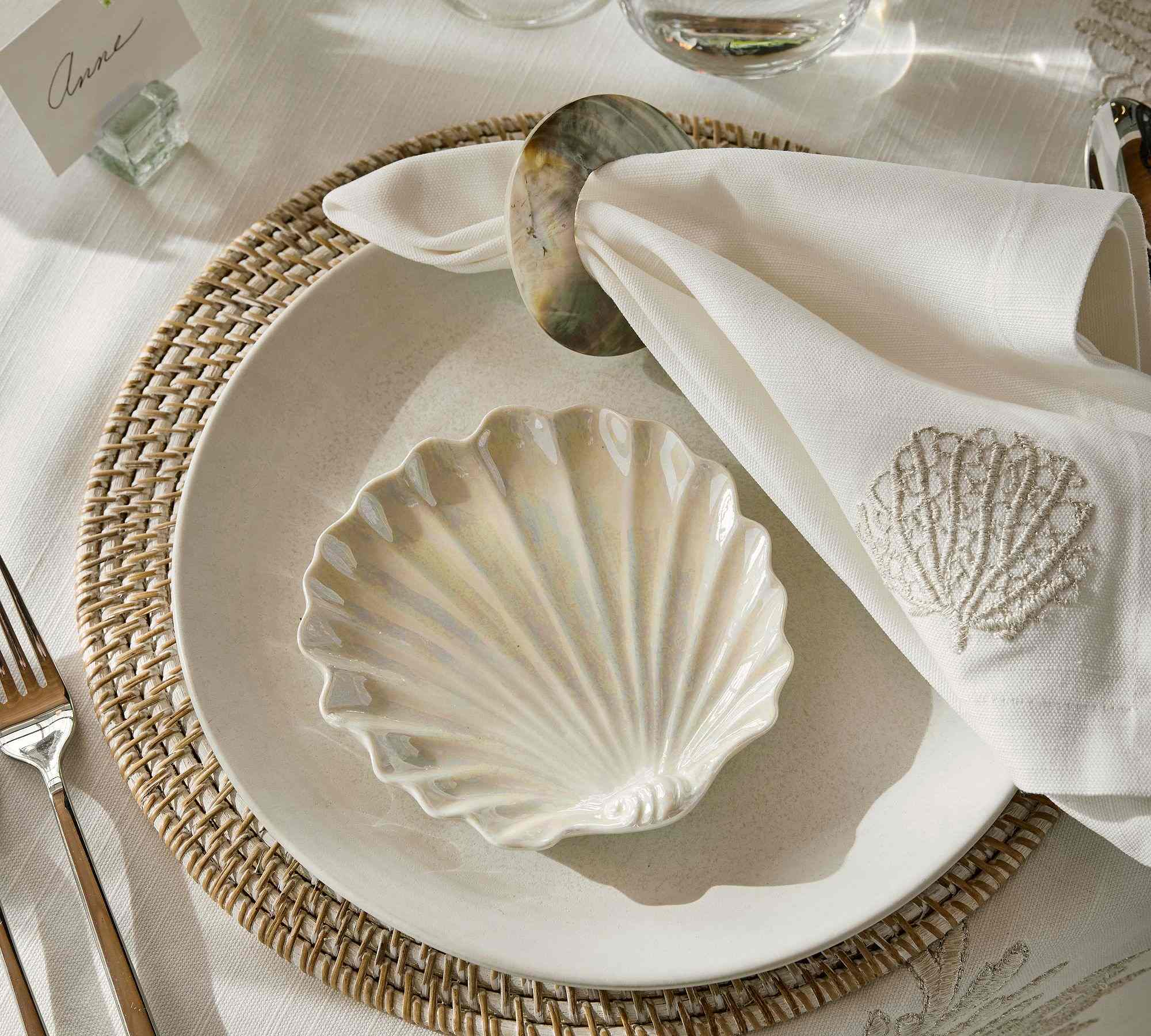 Pearlescent Shell Stoneware Appetizer Plates