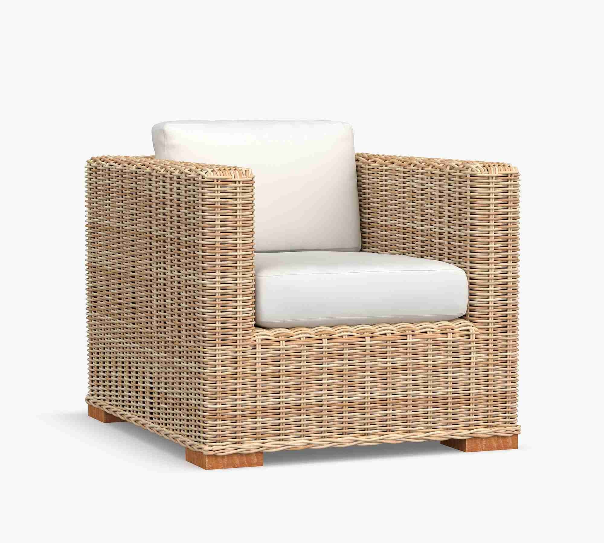 Huntington Wicker Square Arm Outdoor Lounge Chair