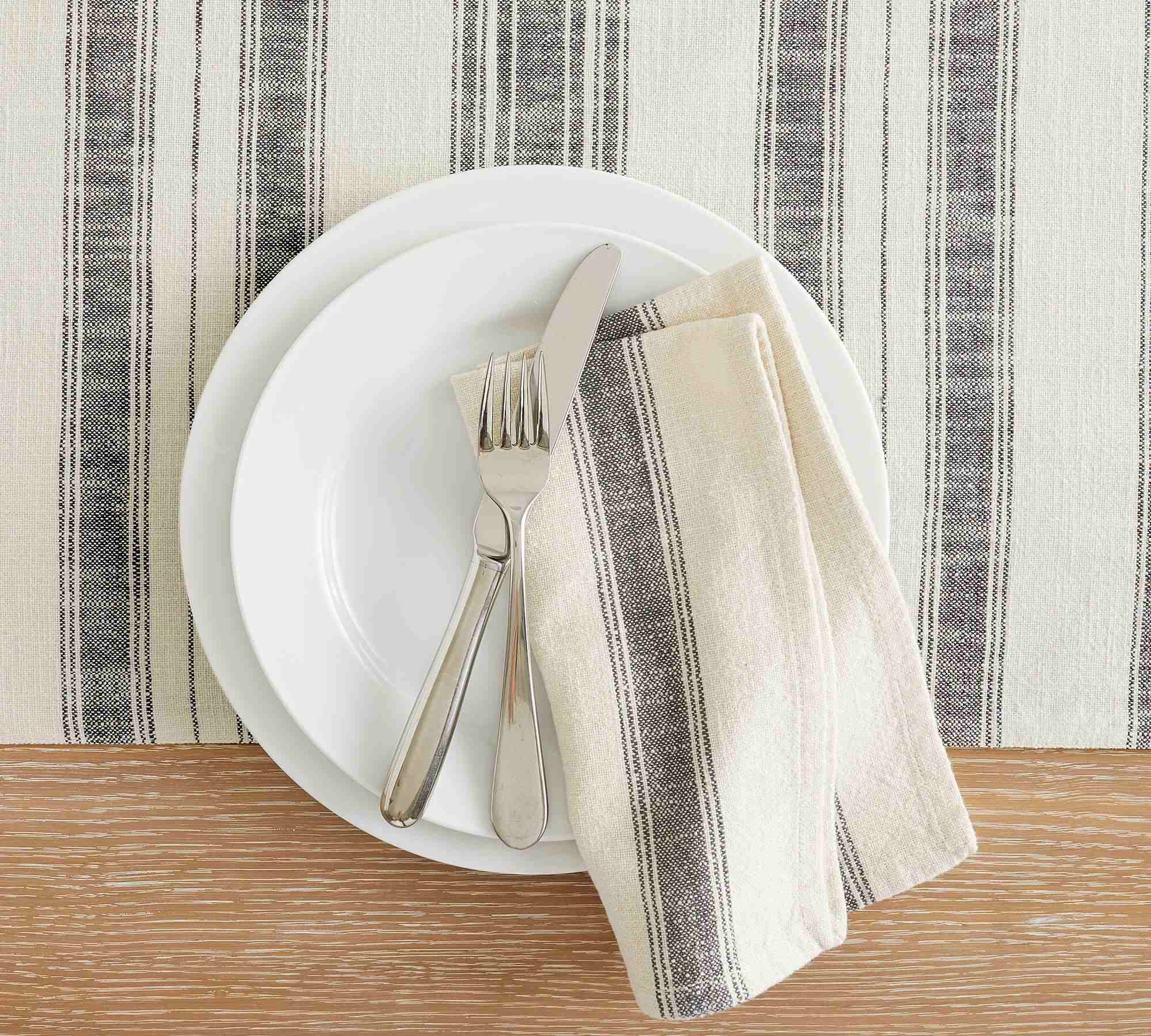 French Striped Organic Cotton Table Runner