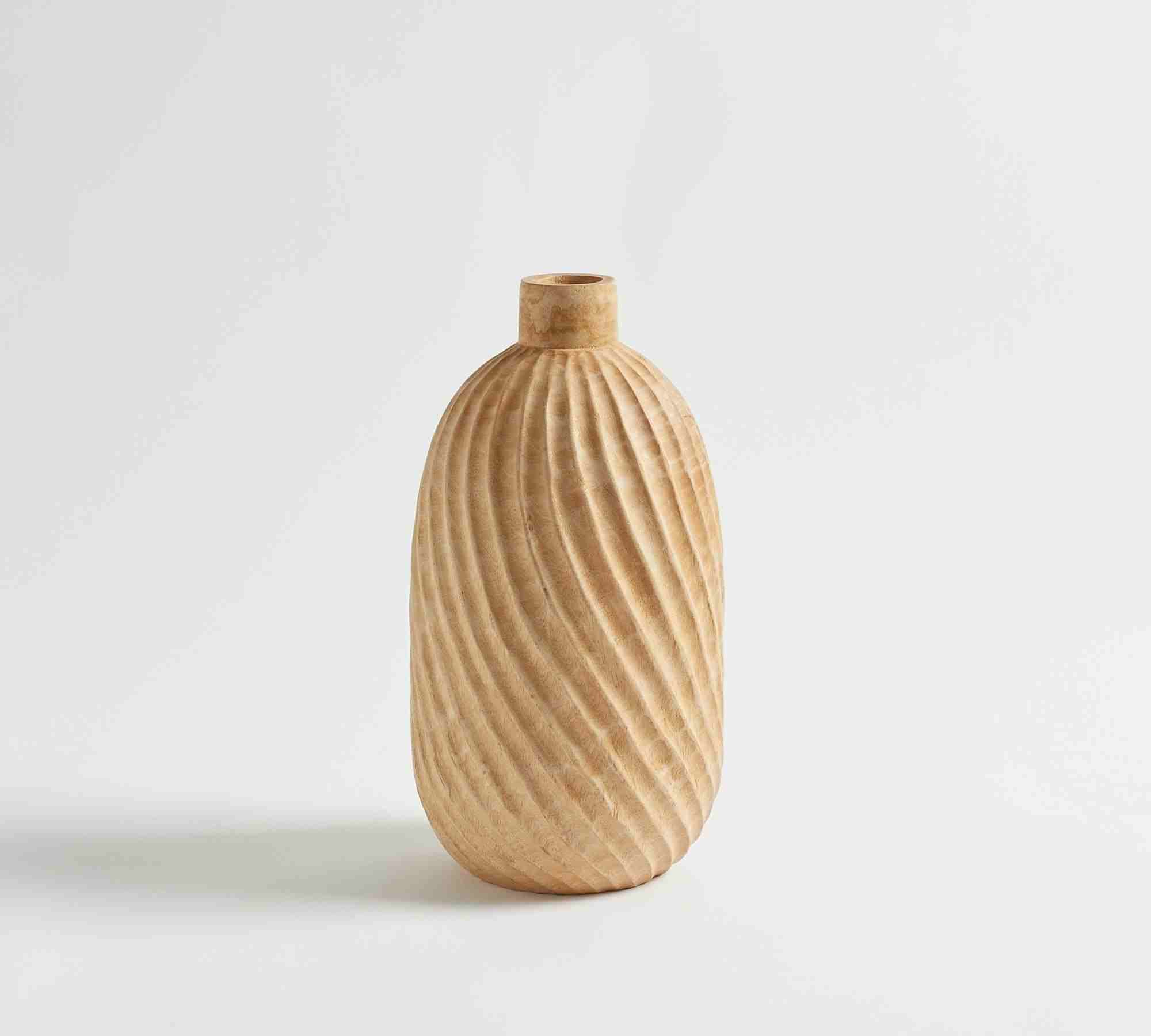 Hand-Carved Twisted Wood Vases