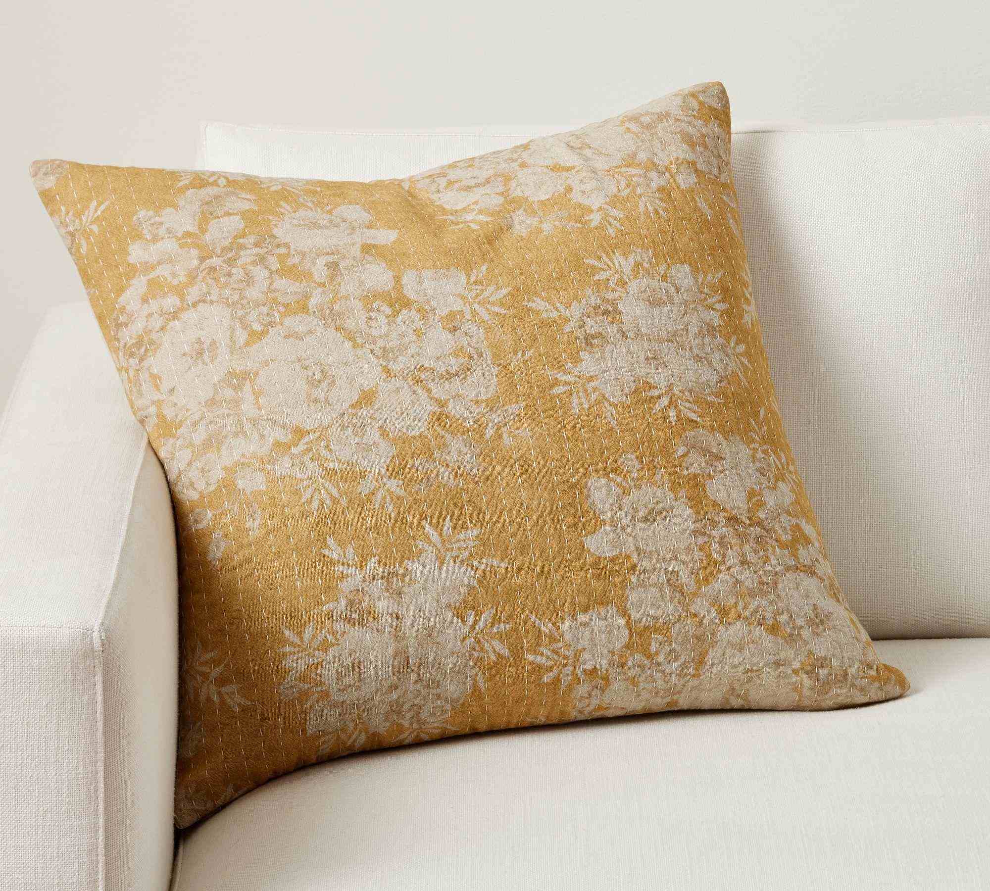 Zenia Floral Quilted Throw Pillow