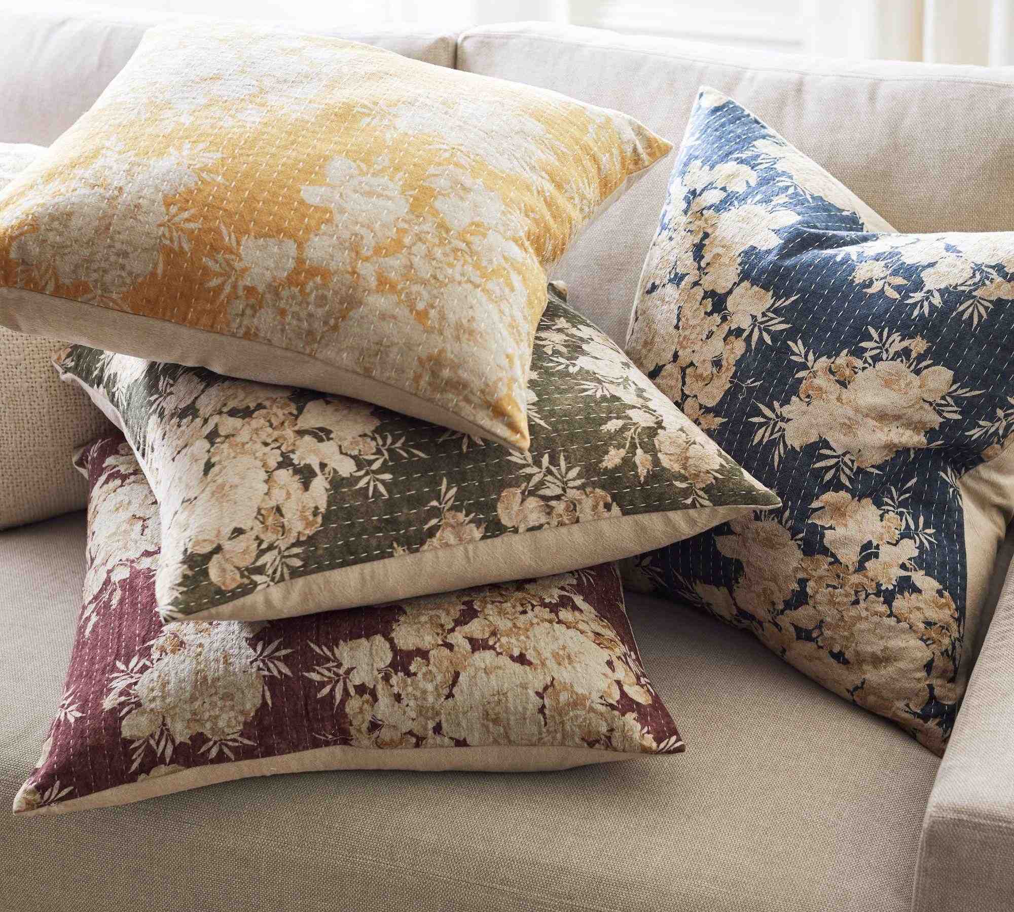 Zenia Floral Quilted Throw Pillow