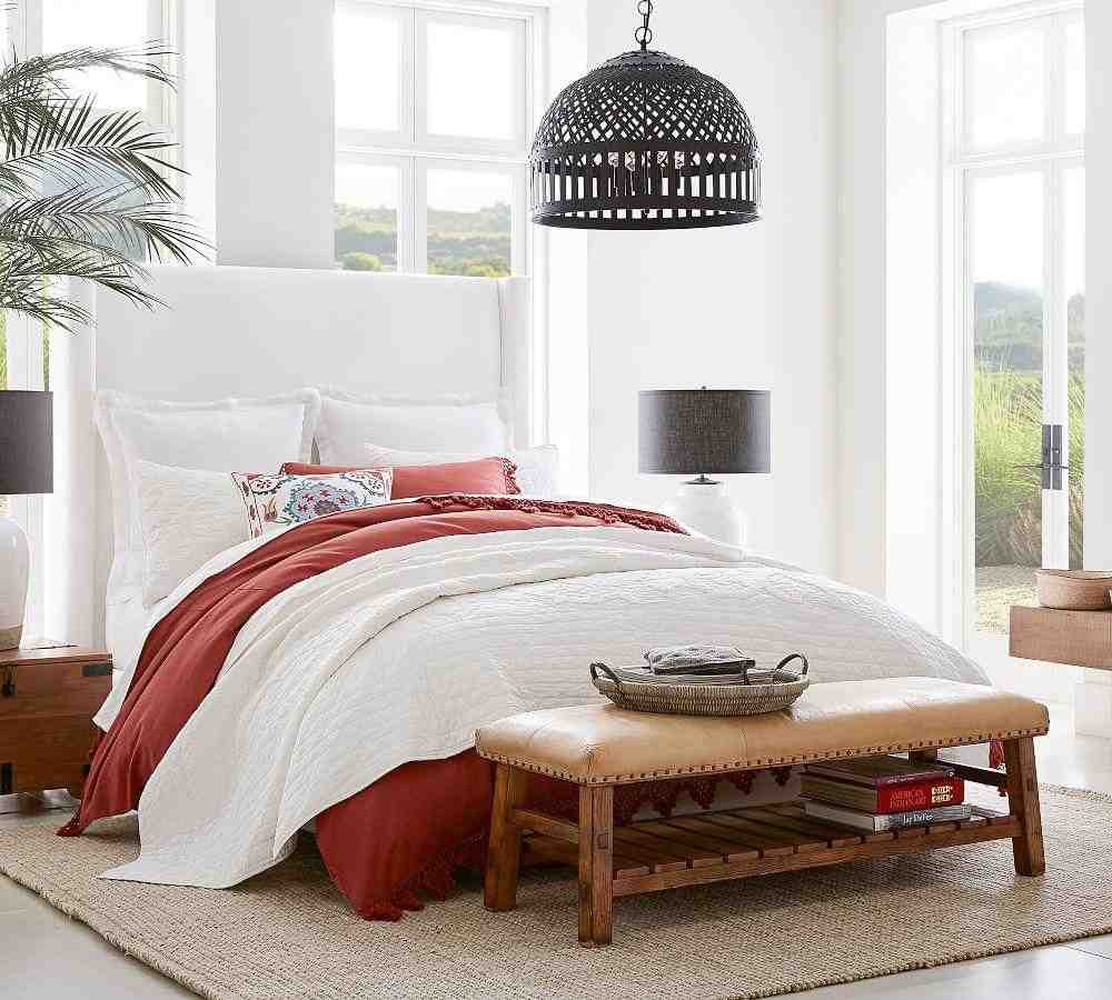 Pottery Barn | Harper Non Tufted Bed King Basketweave Slub Ivory