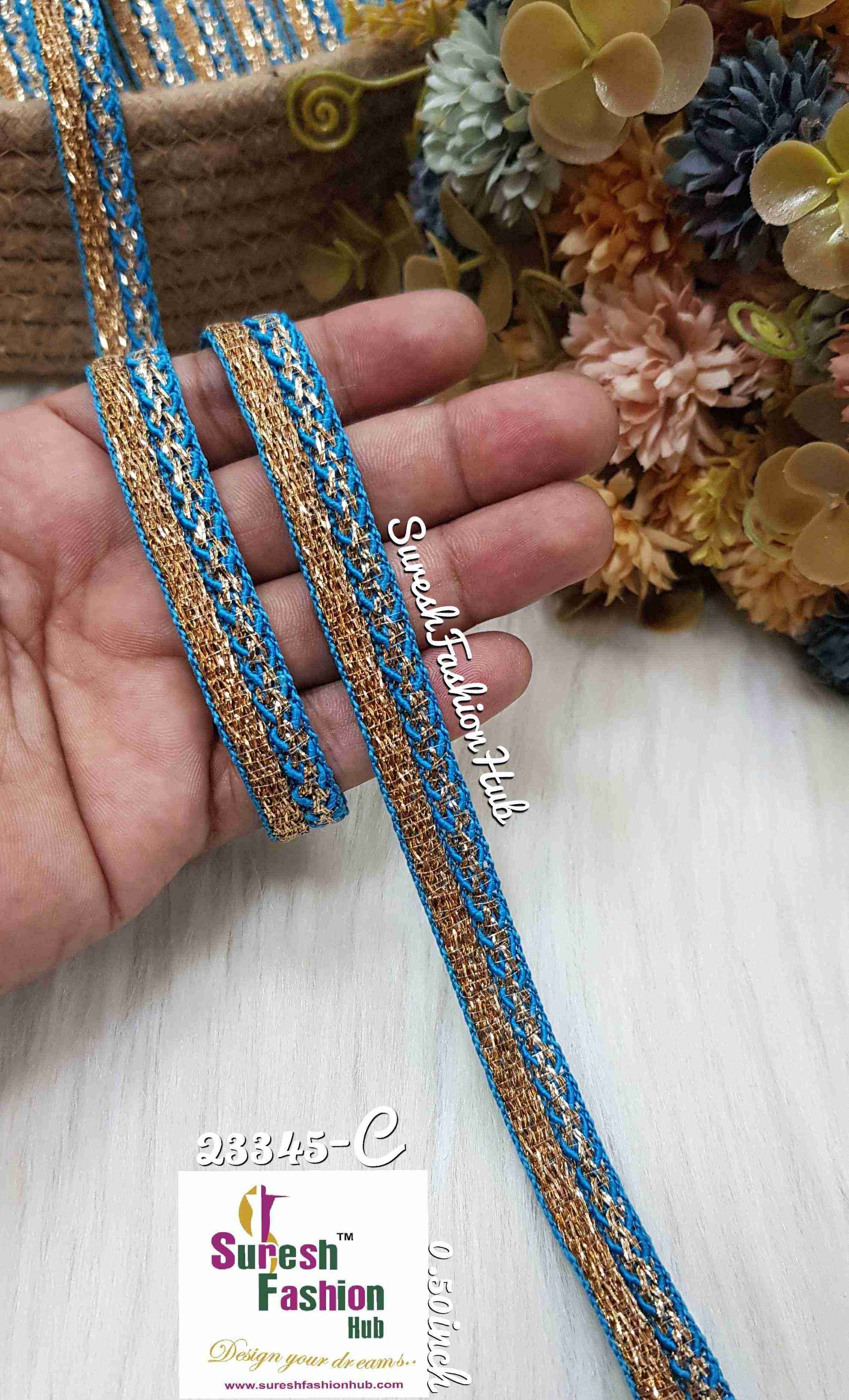 Golden Zari Glimmer Firoji Bases Designer Trims