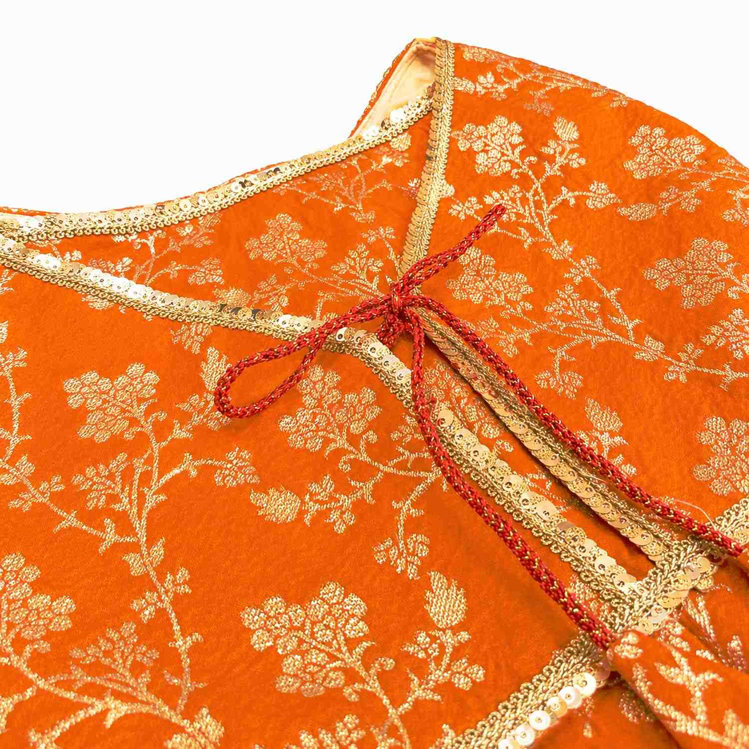 PawsIndia Traditional Royal Zari Dress for Dogs - Orange
