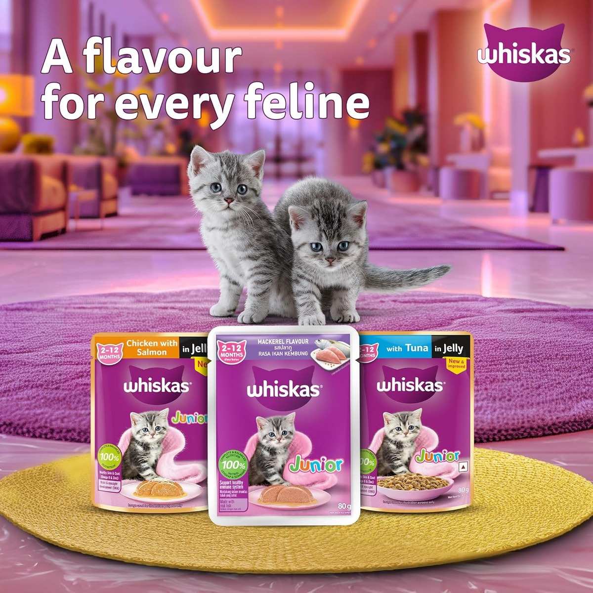 Whiskas Mackeral in Jelly Wet Kitten (2-12 months) Food, 80g