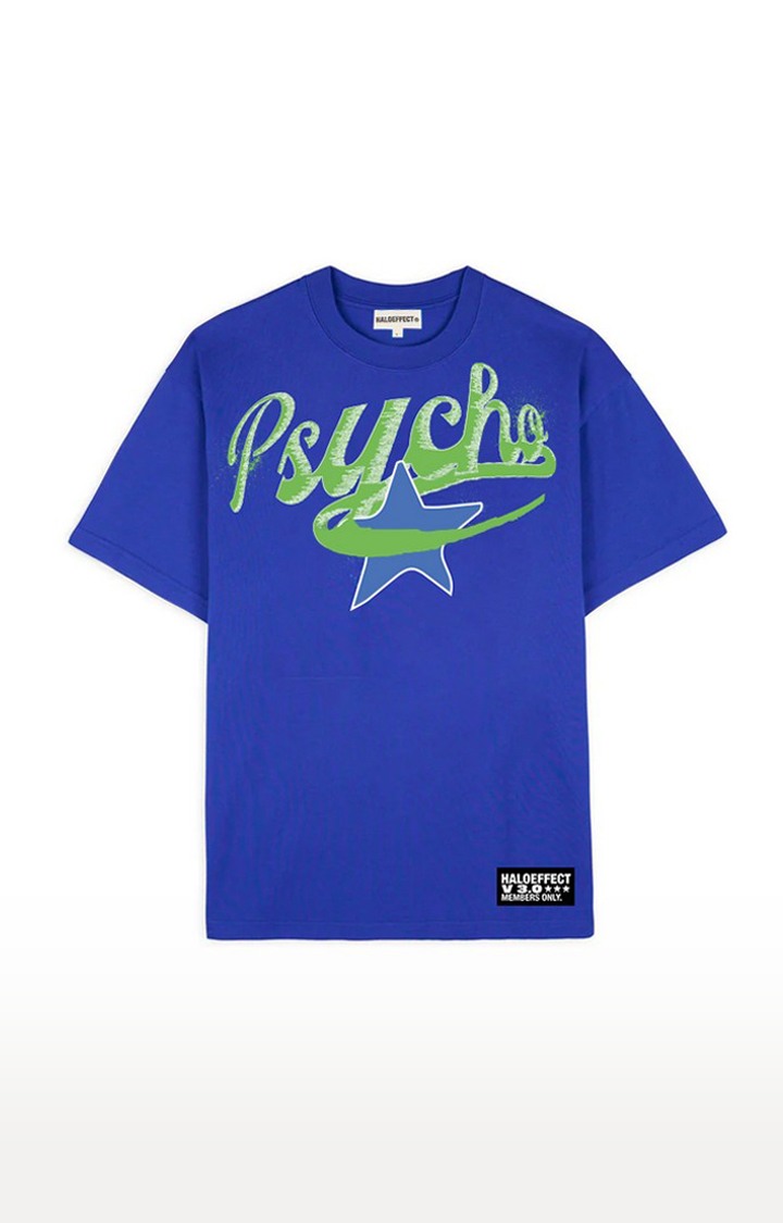 Women's Blue Cotton Psycho Regular T-Shirts