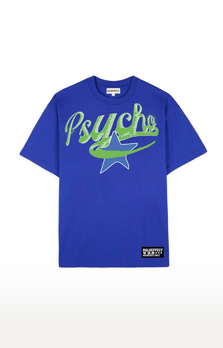 Men's Blue Cotton Psycho Regular T-Shirts