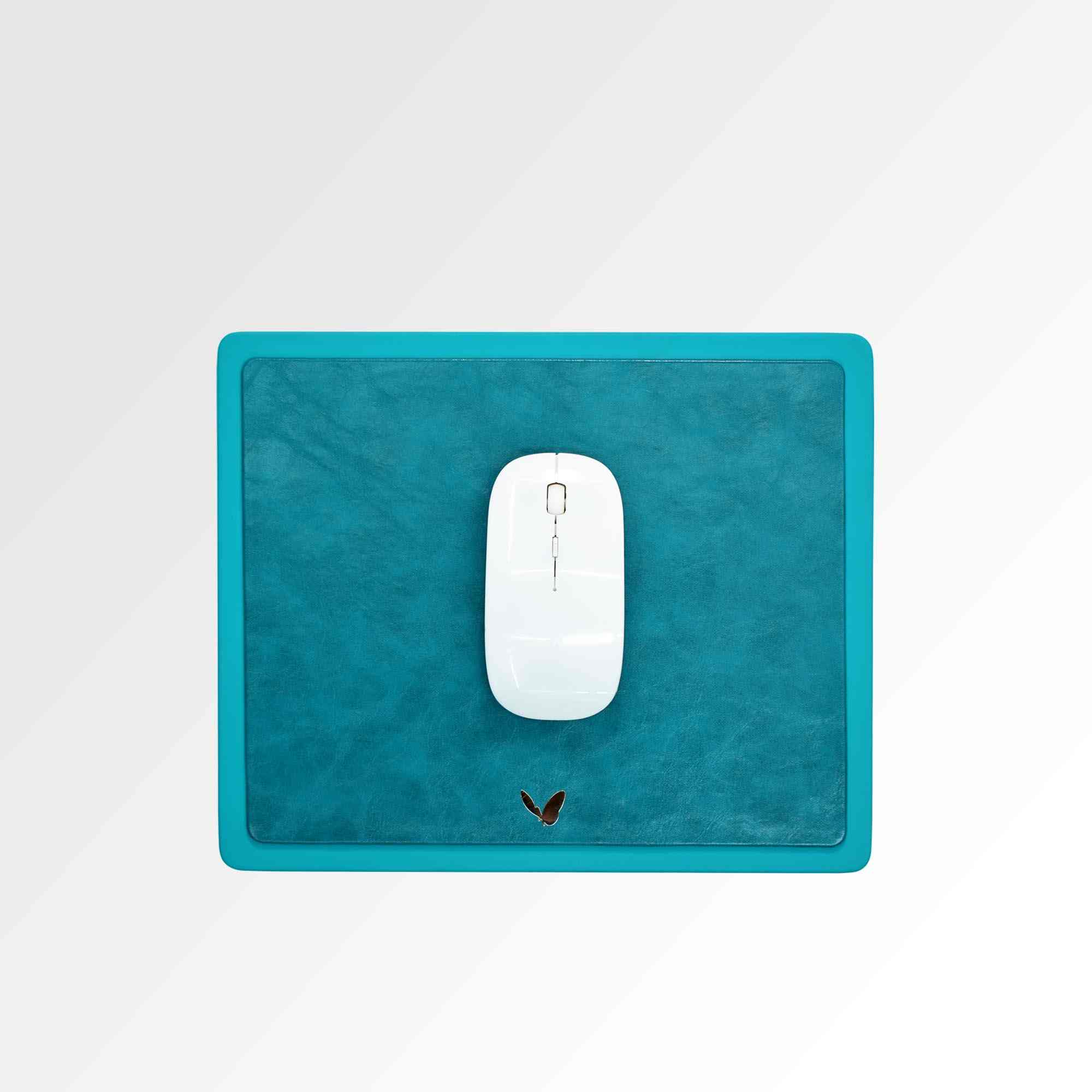 Rectangular Mouse Pad in Faux Leather | Rigid | 11×9 Inches | Moderno | Sea Blue