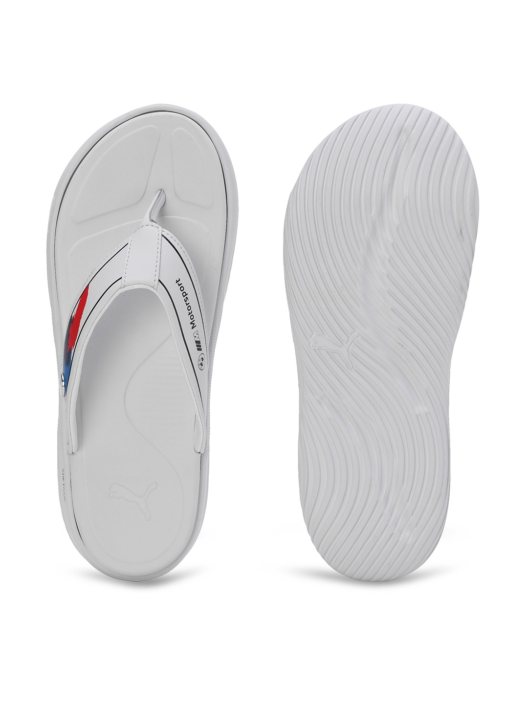 Men Bmw Mms Softride Seave In Silver-Black Flip Flops
