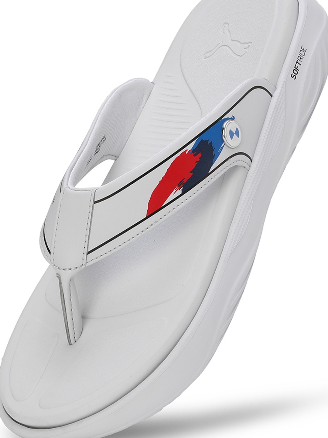 Men Bmw Mms Softride Seave In Silver-Black Flip Flops
