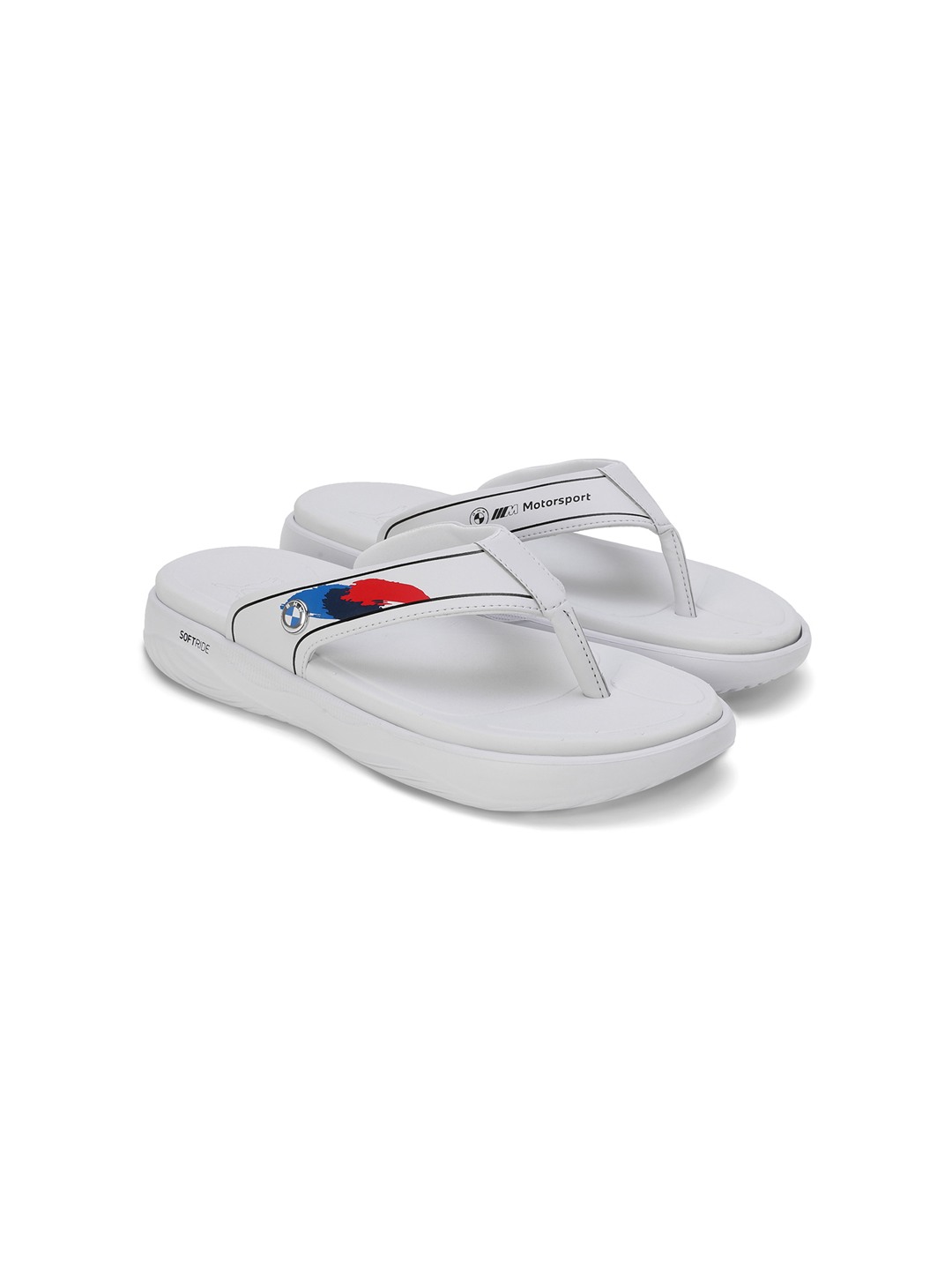 Men Bmw Mms Softride Seave In Silver-Black Flip Flops