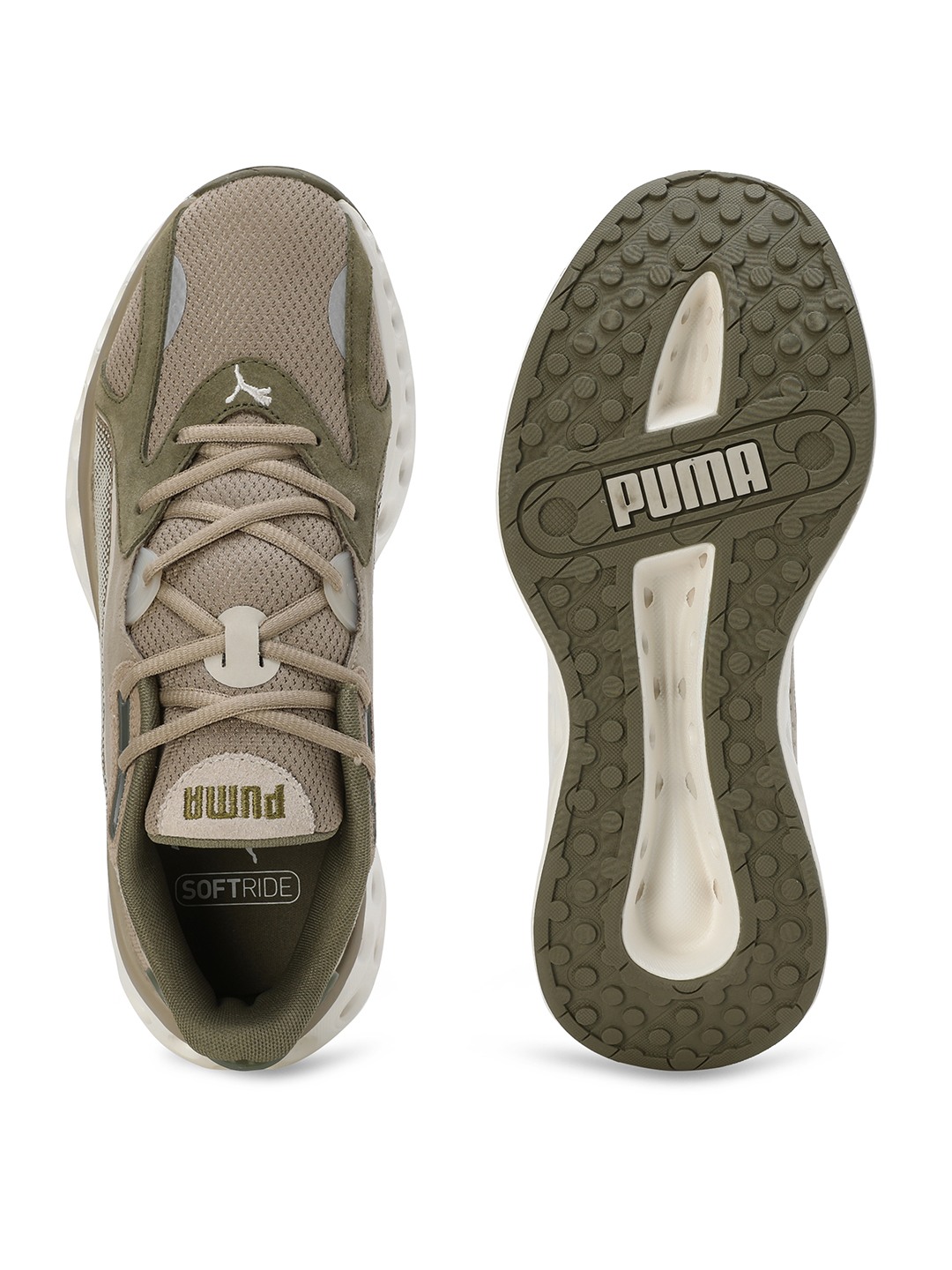 Men Softride Frequence Olive-Beige Running Shoes