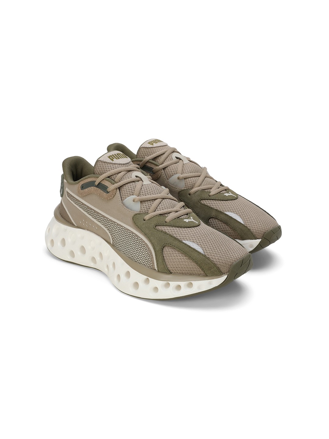 Men Softride Frequence Olive-Beige Running Shoes