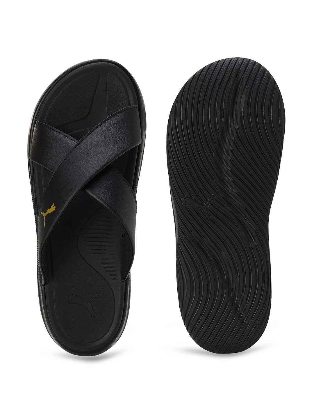 Men Softride Seave Slip Black-Gold Slidders