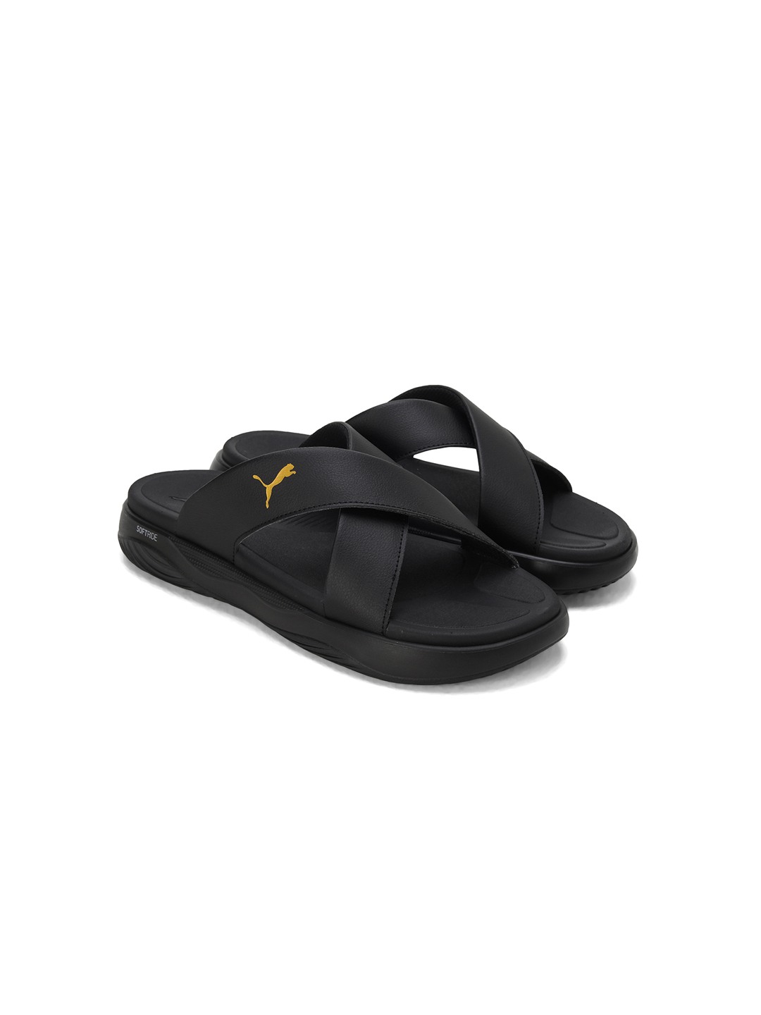 Men Softride Seave Slip Black-Gold Slidders
