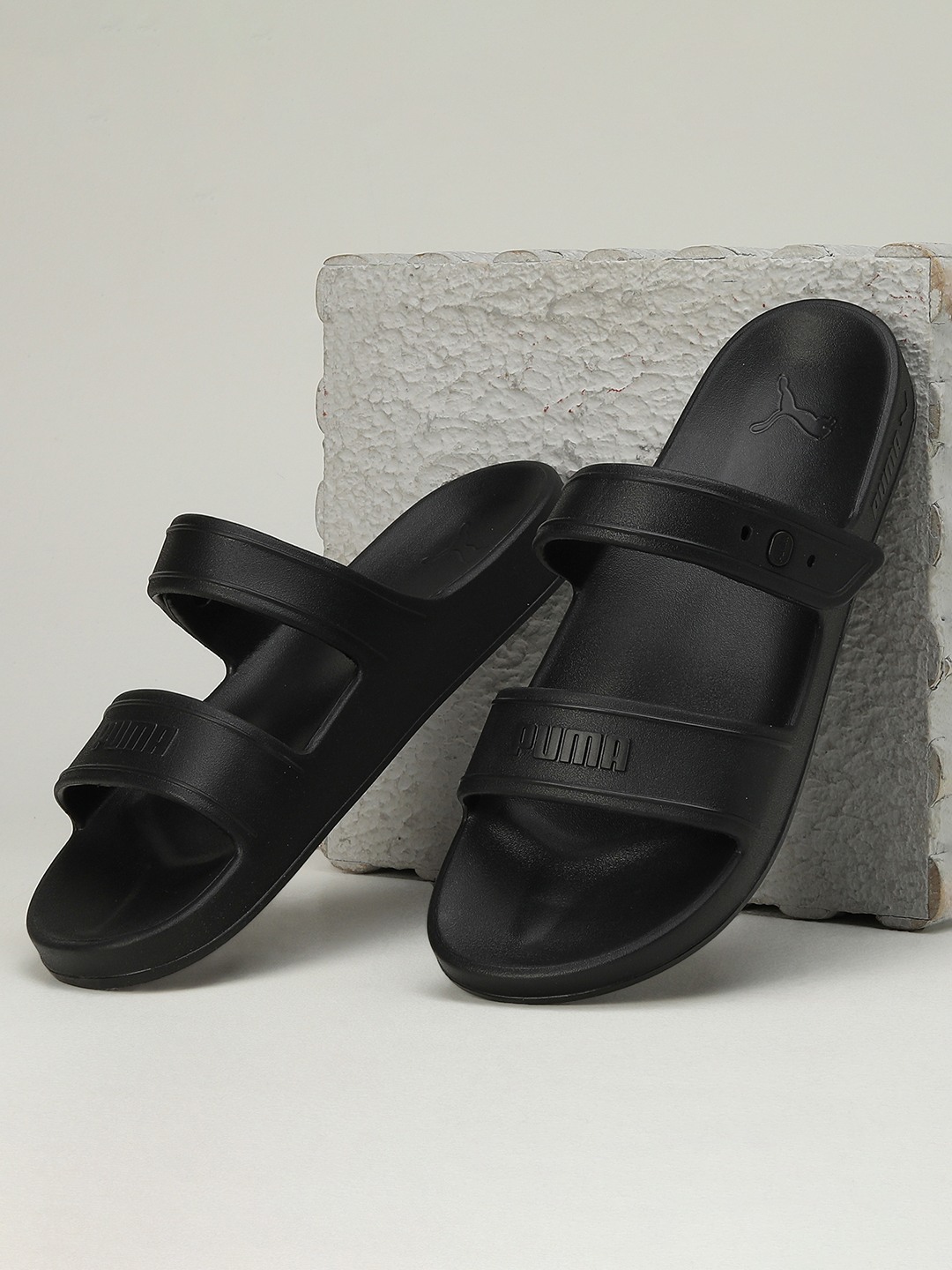 Men Coscon Black-Silver Slidders