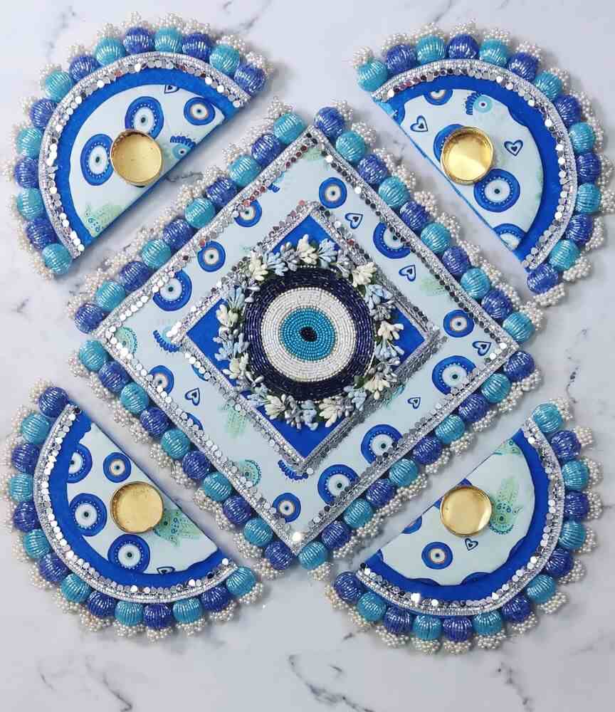 Evil Eye Rangoli/Tea-light Candle Holder 🧿🧿