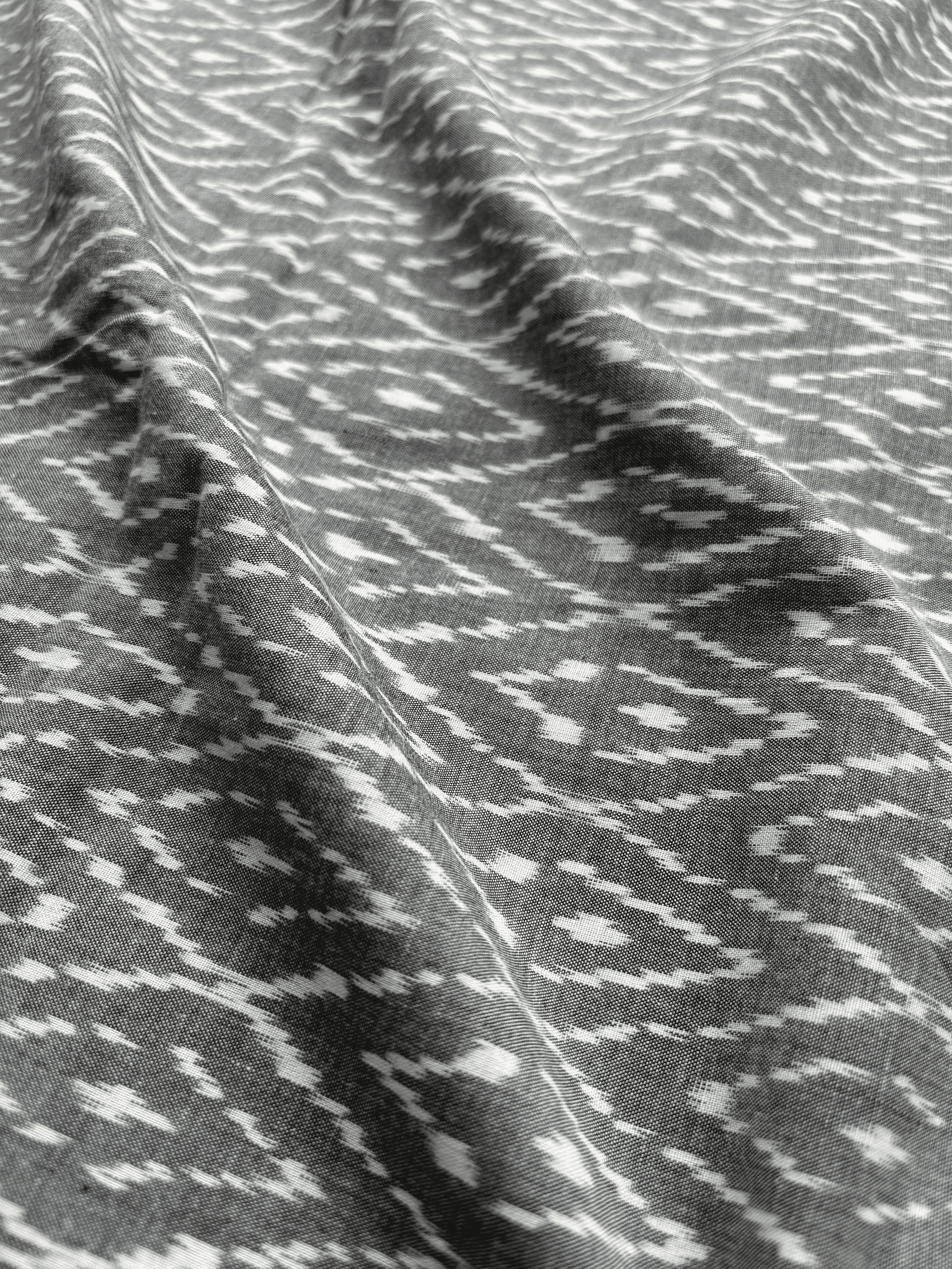Cotton Fine Grey Ikat Fabric