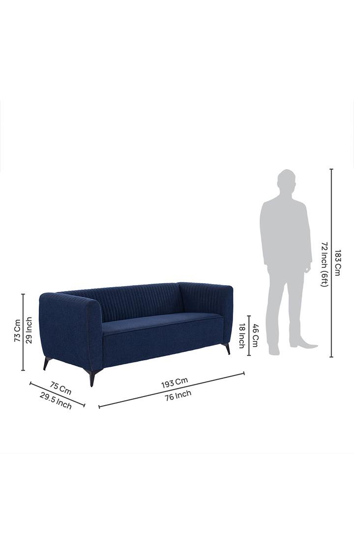 neudot Diva Sofa for Living Room |3 Persons Sofa|Premium Fabric with Cushioned Armrest | Solid Wood Frame|3 Seater in Cobalt Blue Color