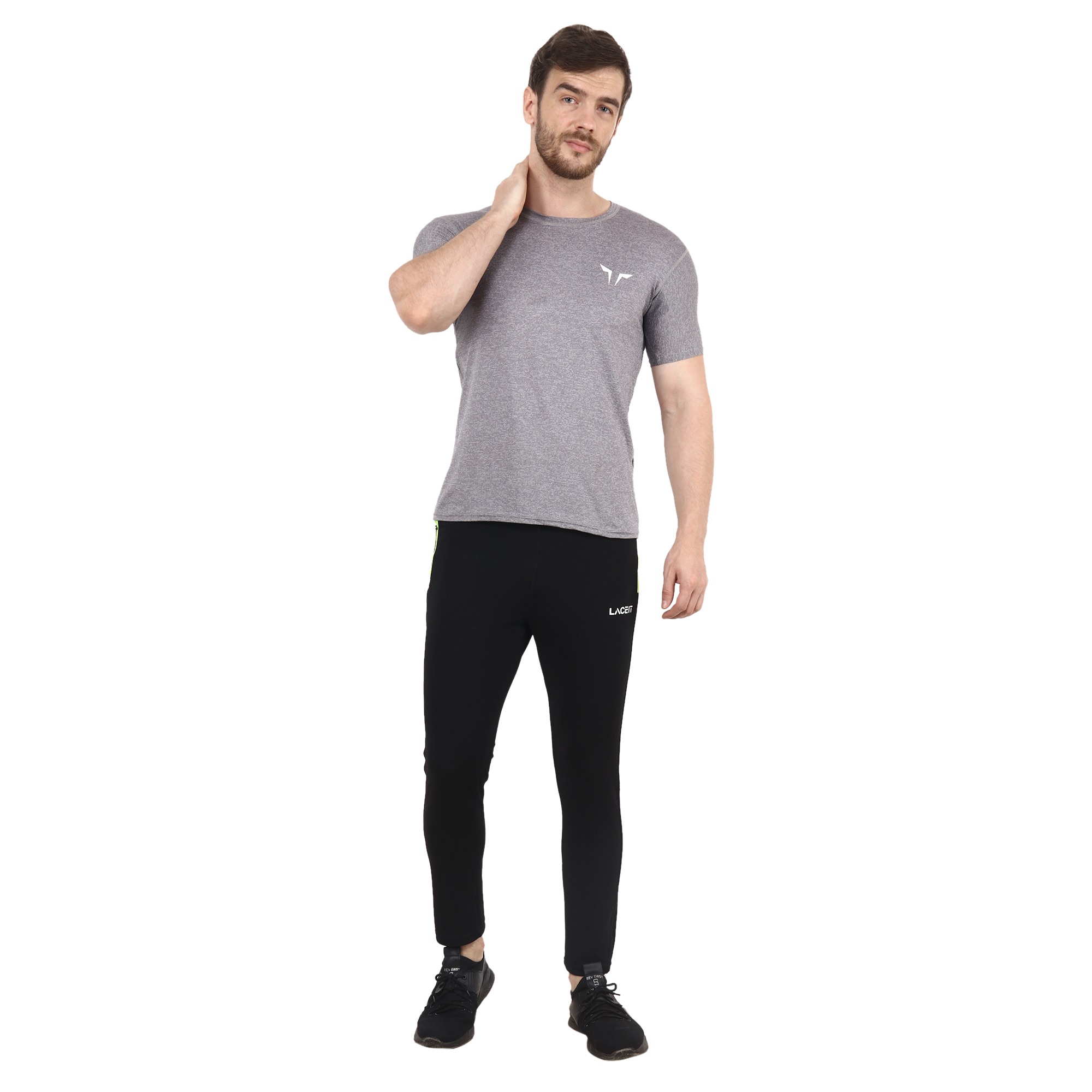 LACE IT Men's Black Slim Fit Gym Running Stretchable Lower for Workout(10006)