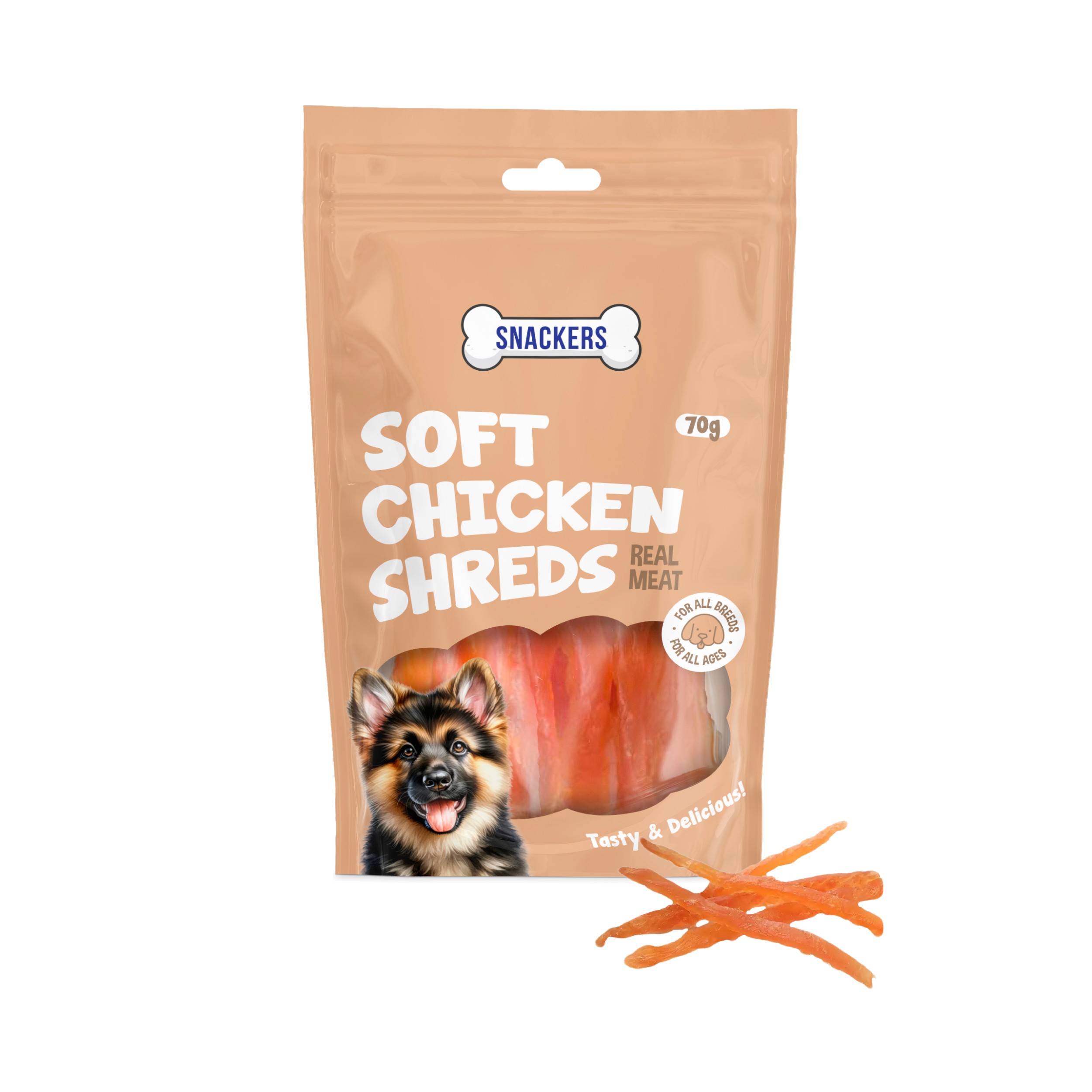 Snackers Soft Chicken Shreds Dog Treats 70g CL