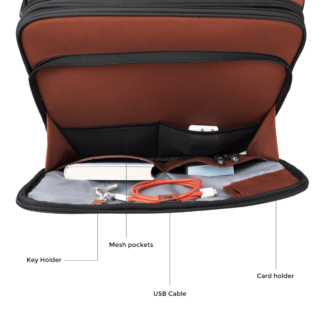 Combo: Cabin Luggage Trolley Bag and Laptop Bag | Free Packing Kit | Rust
