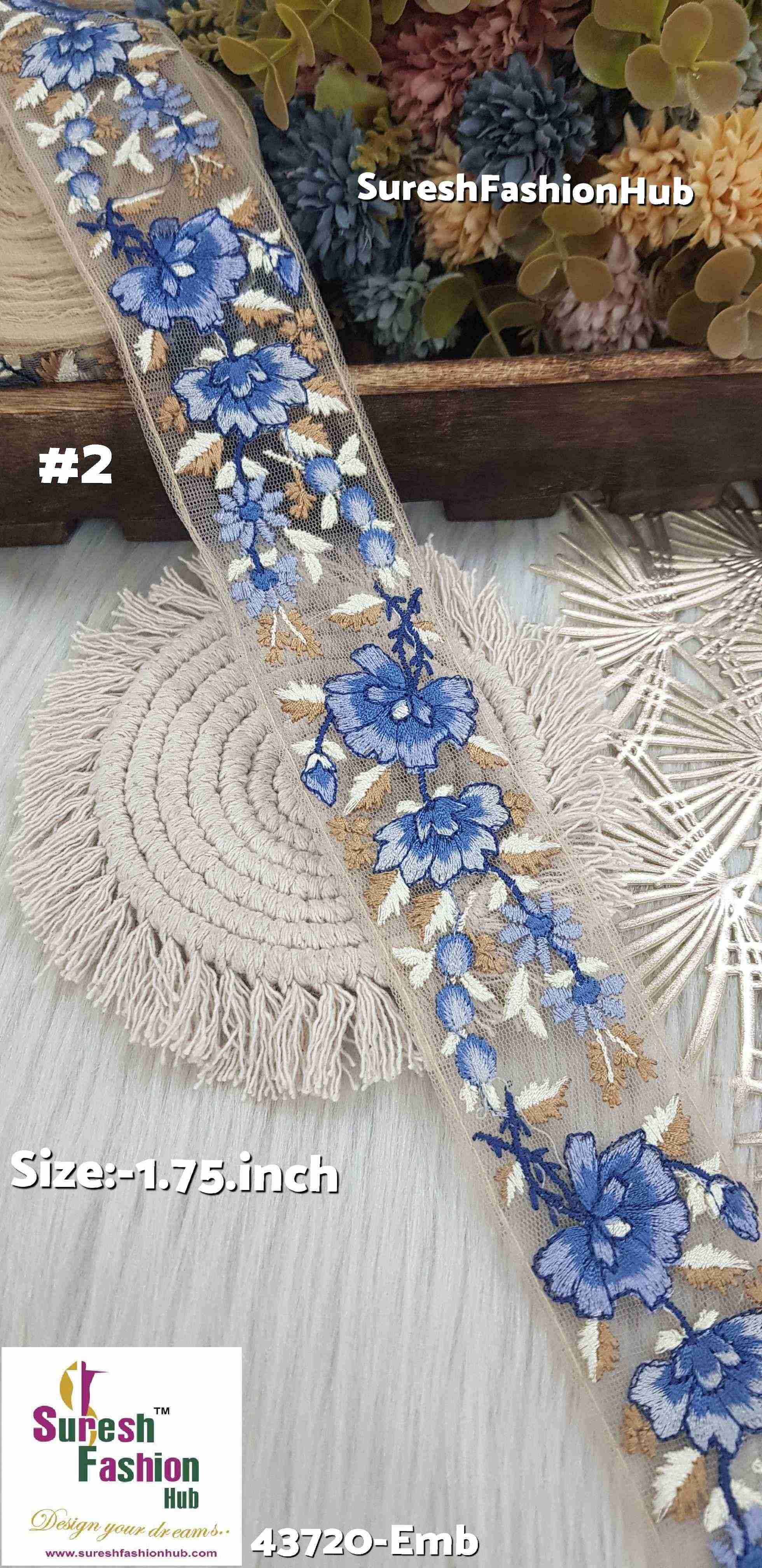 Beige Rainbow Multicolor Embroidery Lace