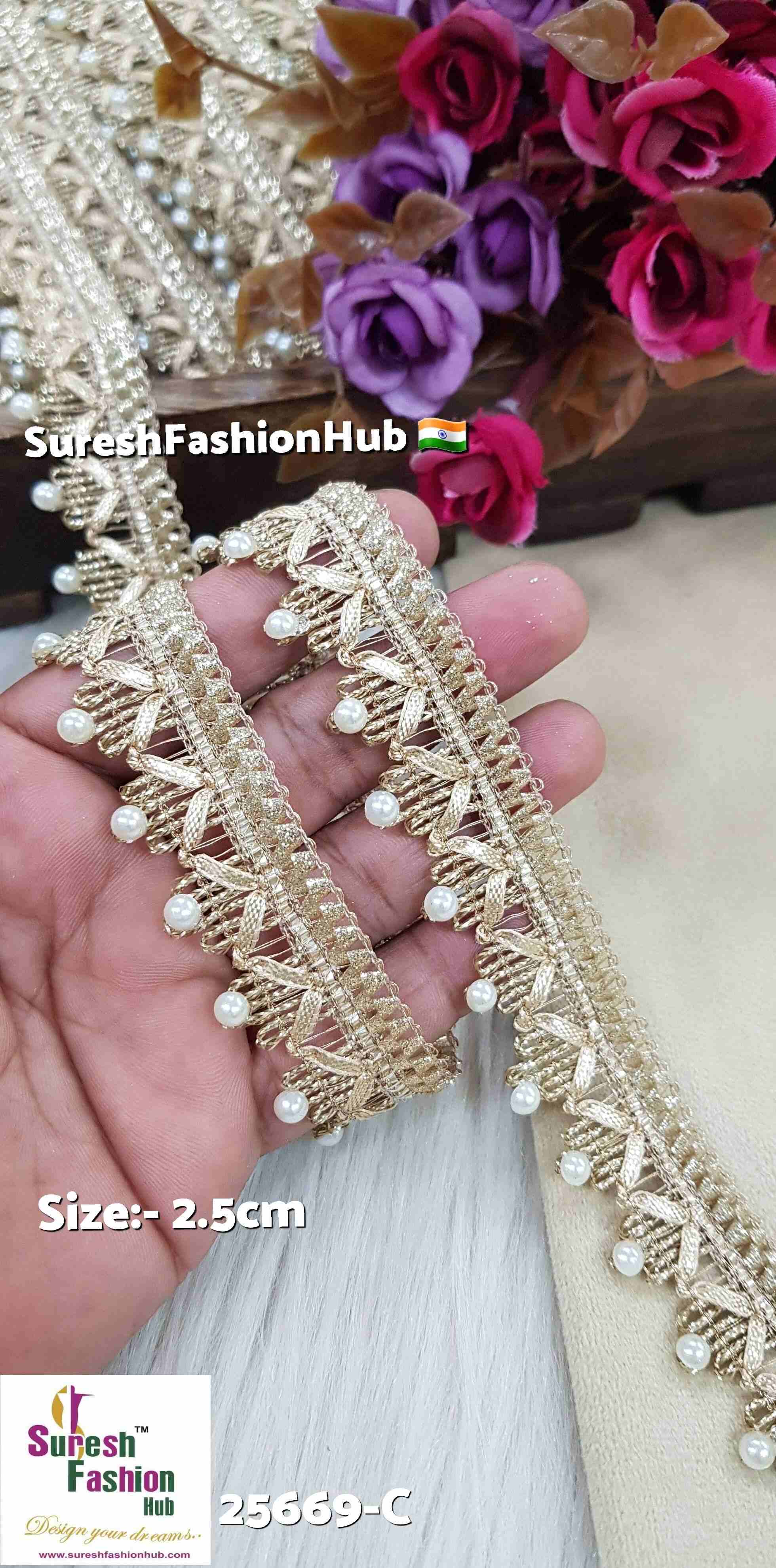 Radiant Pearl Jhalar Border Lace