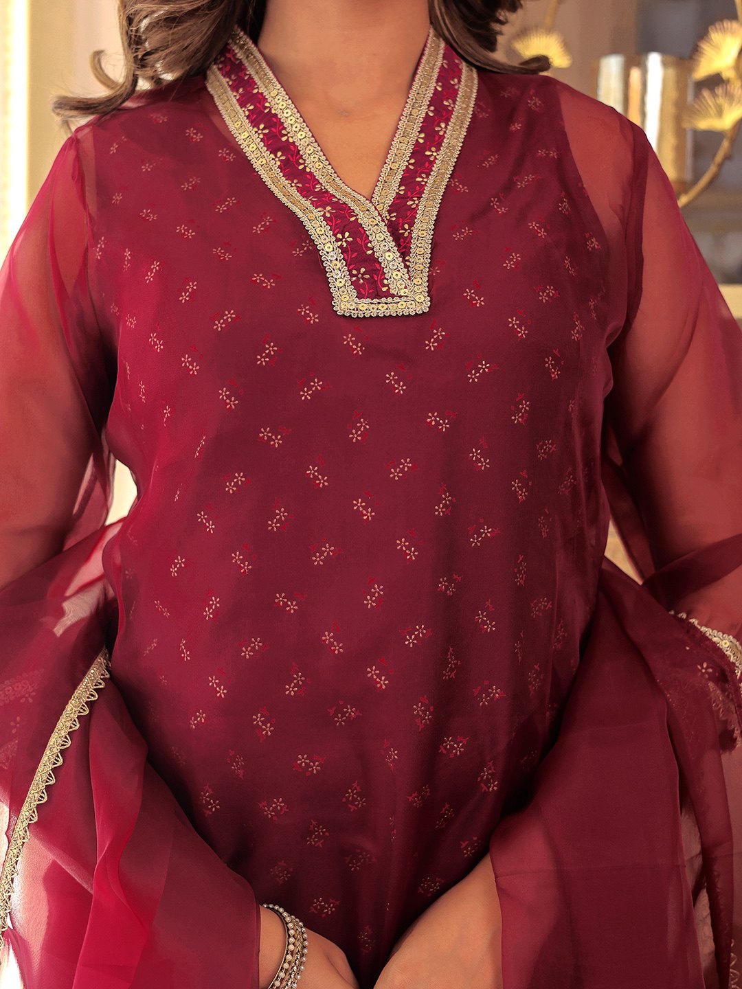Beautiful Purple Color organza Kurta With Palazzos & Dupatta