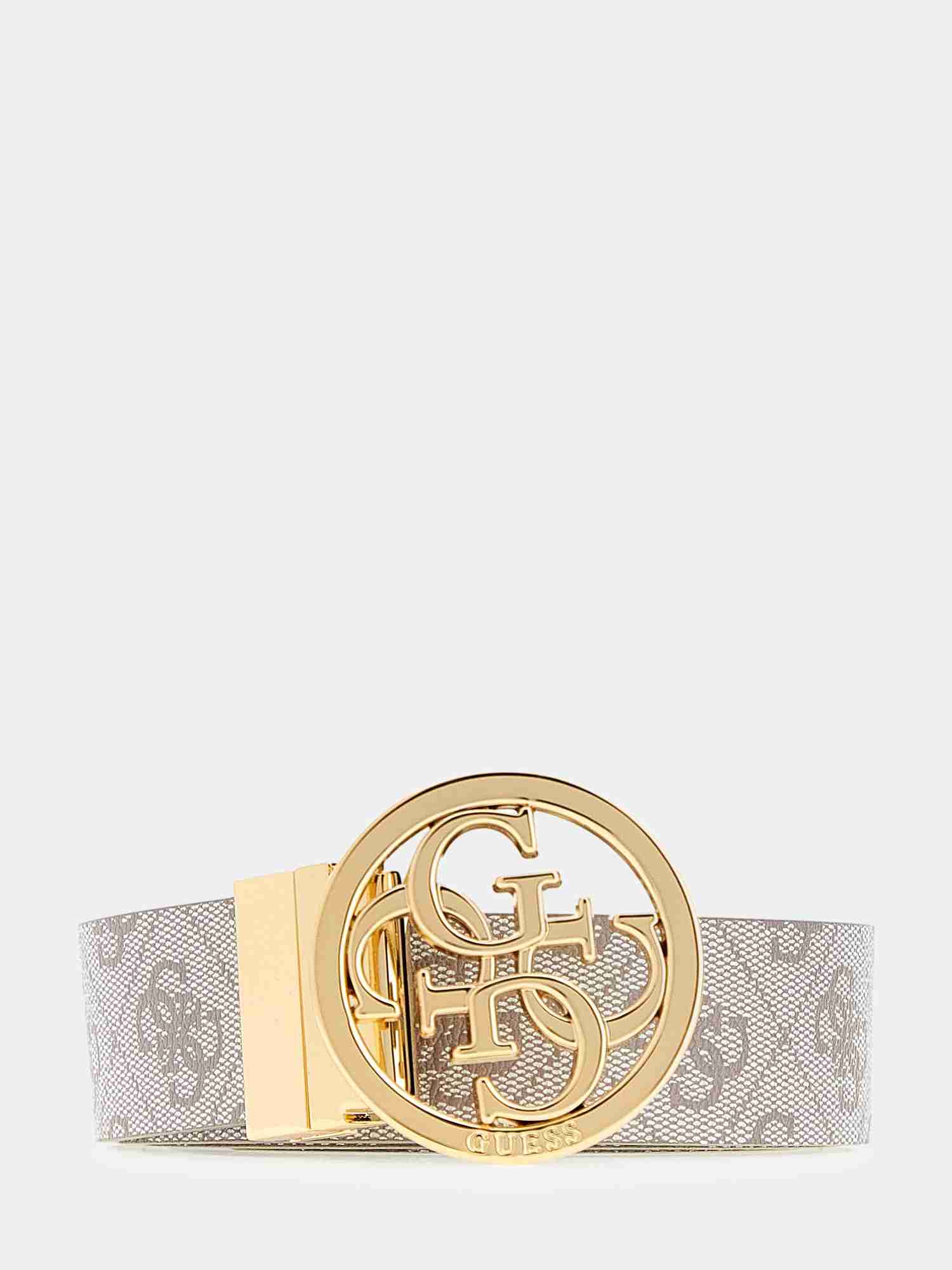 Guess Off White Polyester Textured Women Belt