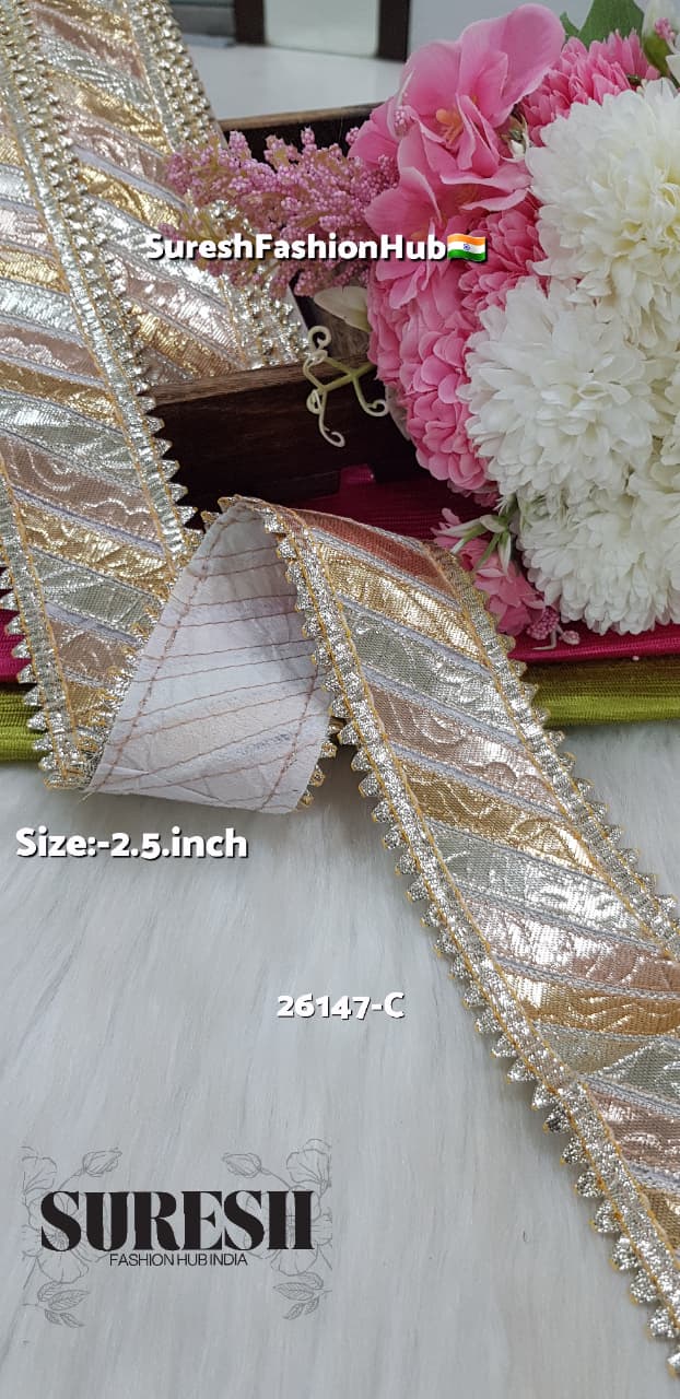 Dual Samosa Diagonal Gota Patti Handstitched Lace – 26147-C