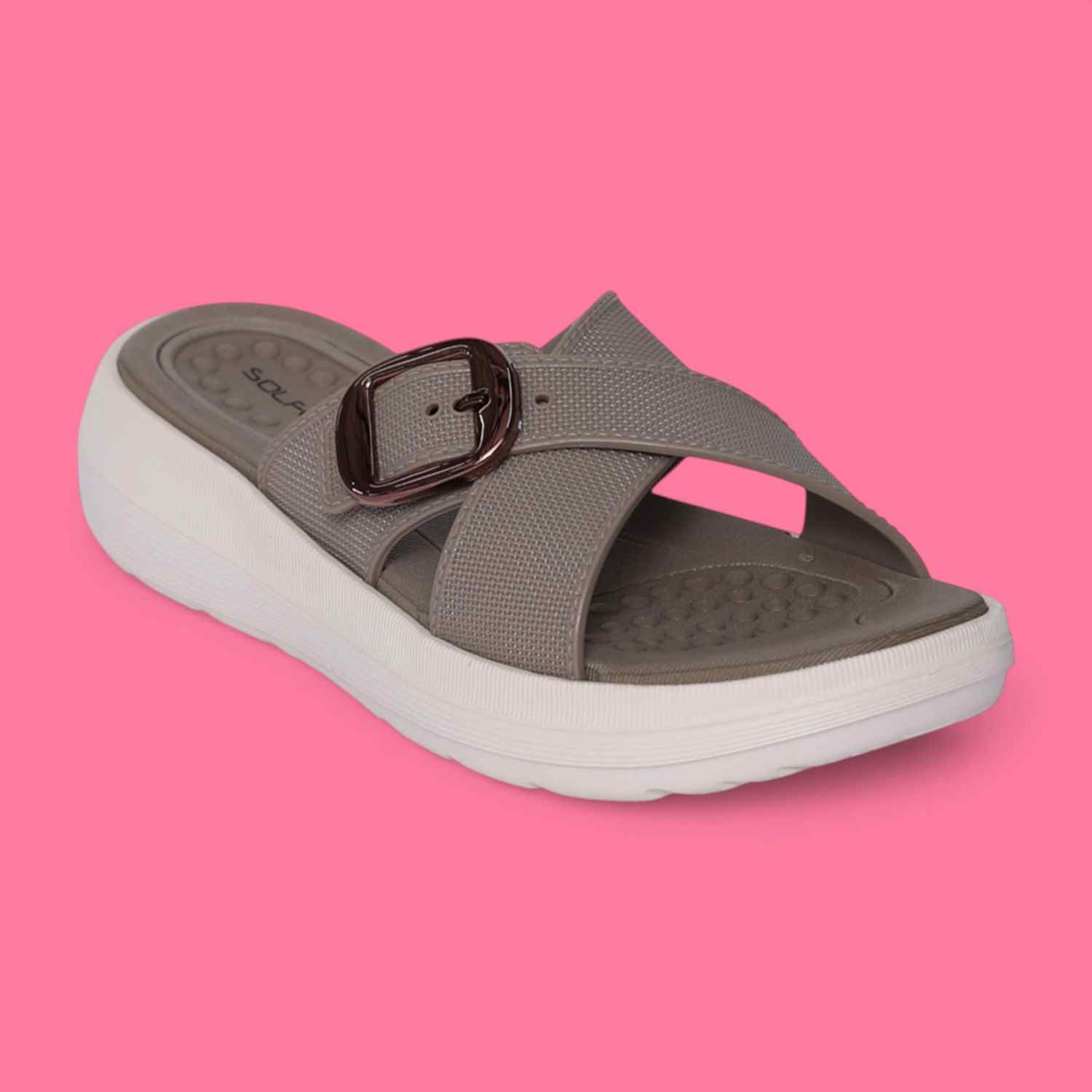 Women Brown Cross-Strap Platform Sandal