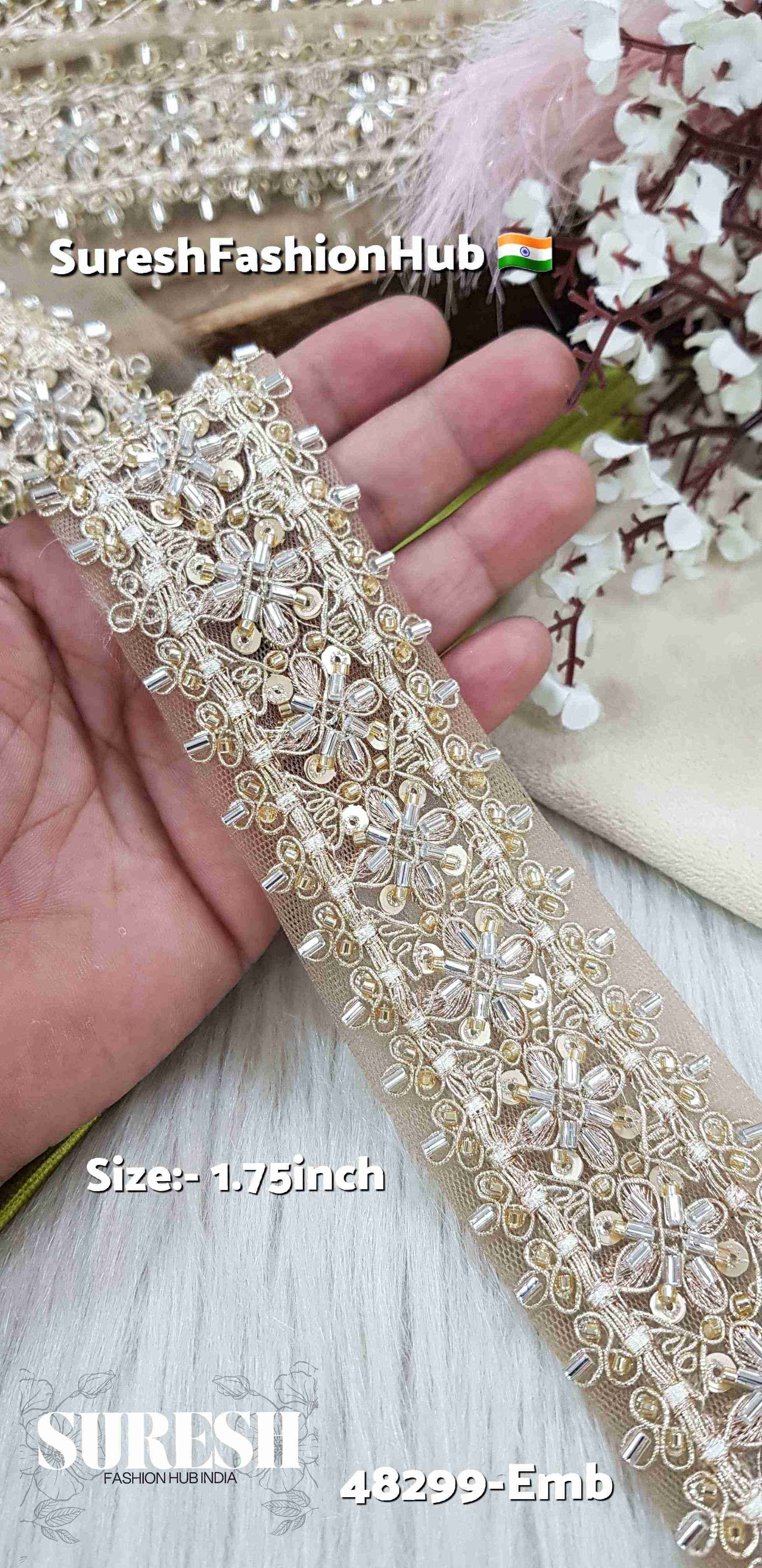 Pearl Elegant Embroidery Border Lace