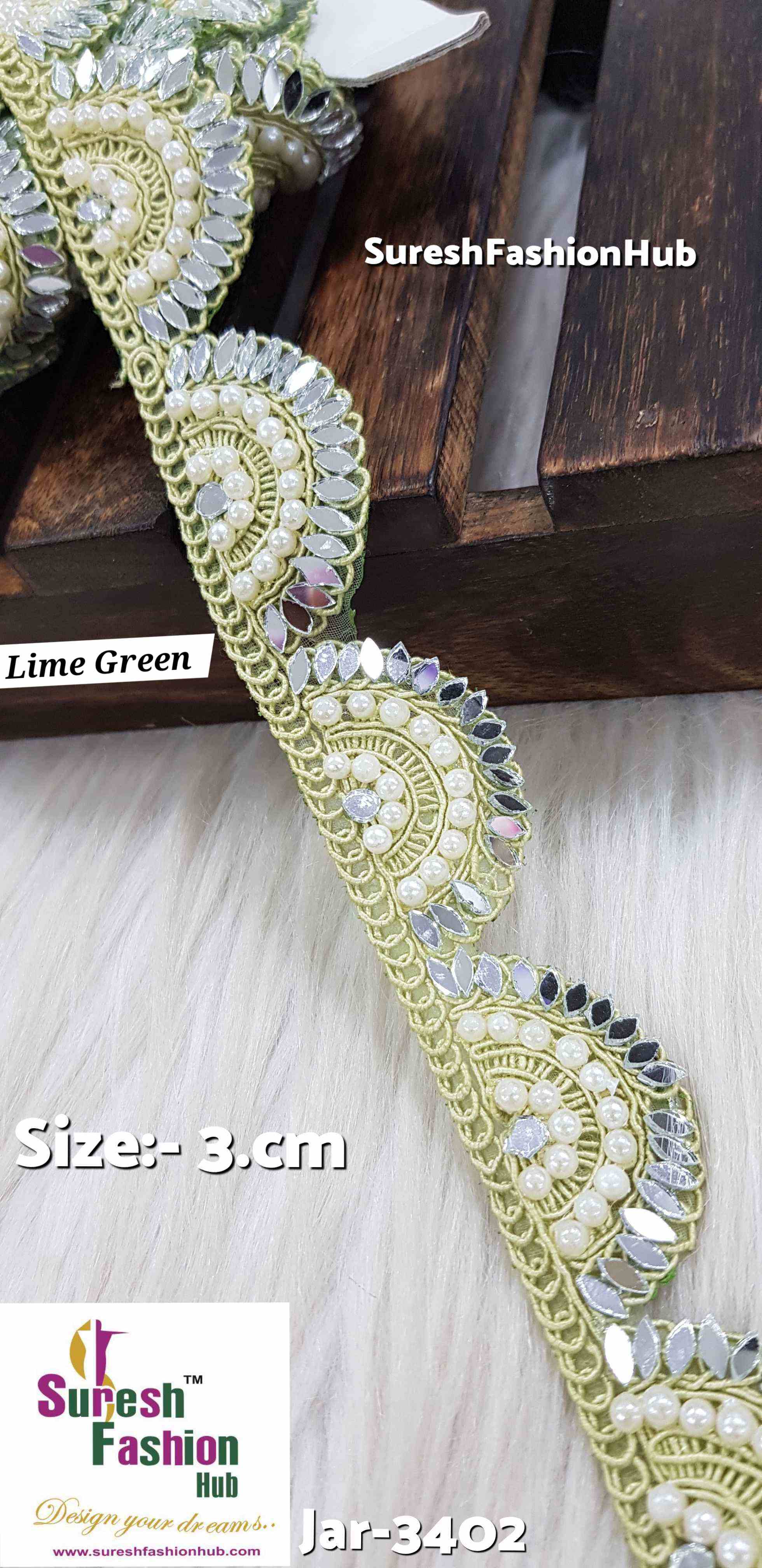Lime Green Scalloped Embroidery Lace