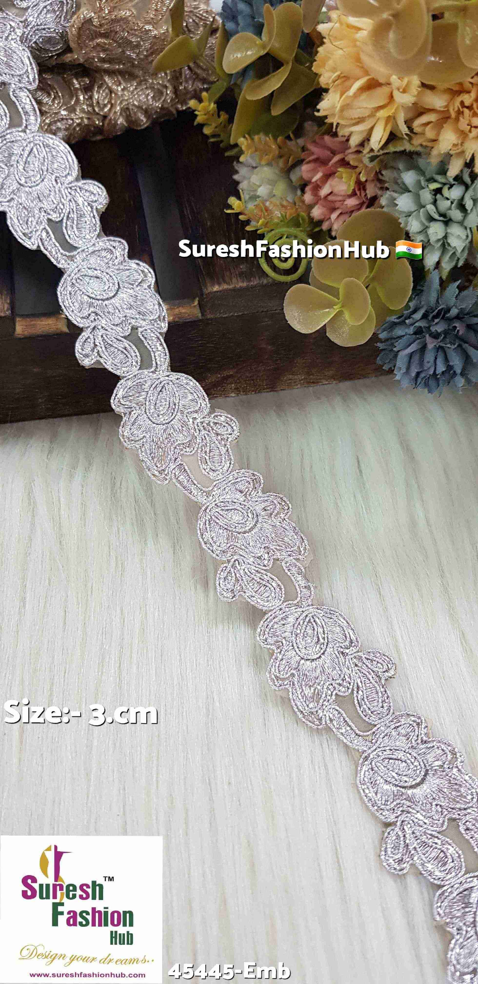 Cutwork Zari Dori Water Silver Organza Lace