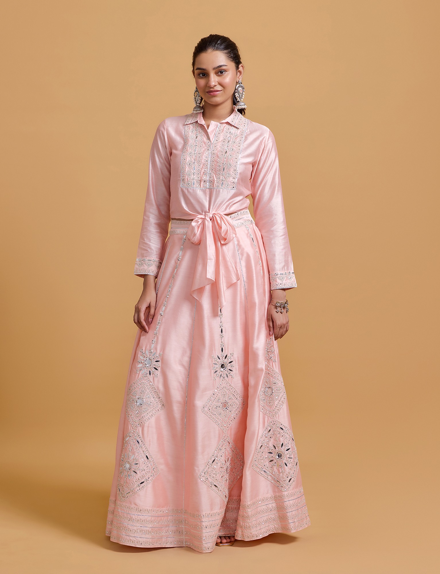 Zeenat Pink Tie Up Blouse