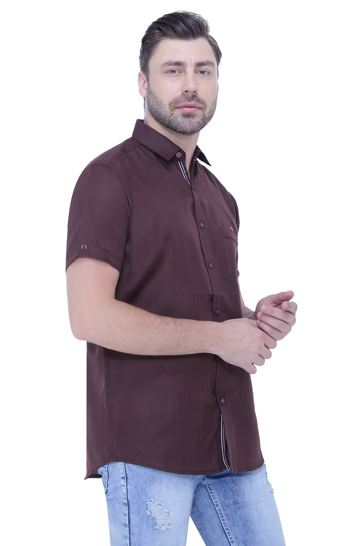 Kuons Avenue | Kuons Avenue Men's Linen Blend Half Sleeves Casual Shirt-KACLHS1240 5