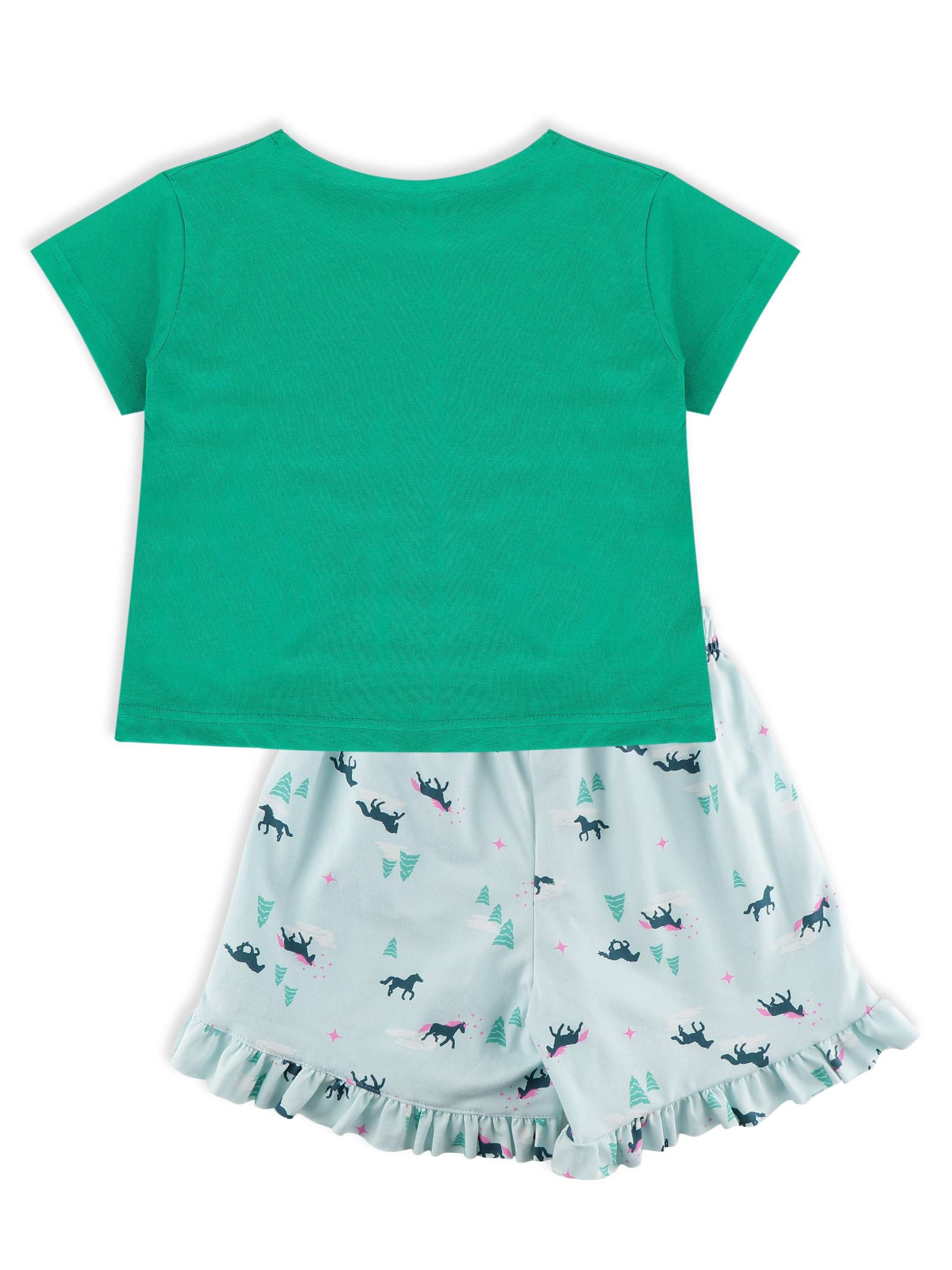 Ninos Dreams Girls Tshirt with Shorts Set Blue Unicorn Print