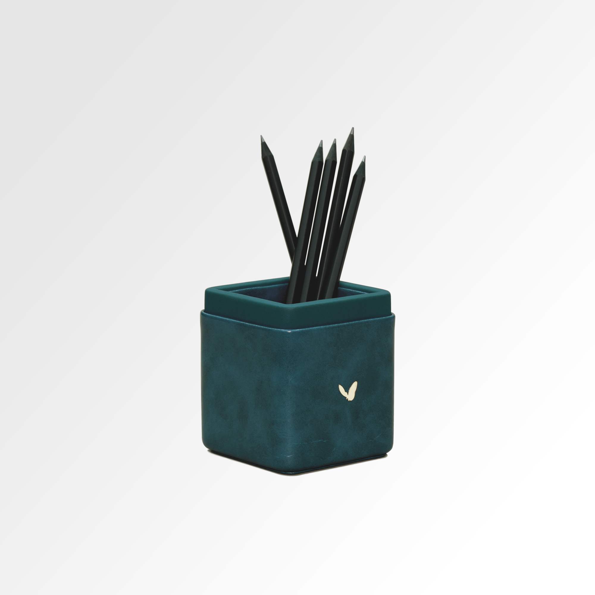 Pen/Pencil Holder | Faux Leather | Square Small | Moderno | Blue